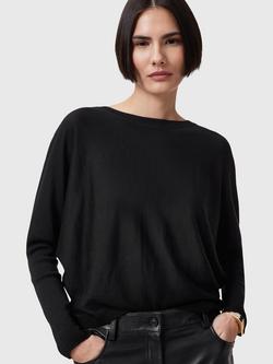 AllSaints Julieana Twist Wrap Back Pure Wool Jumper, Black
