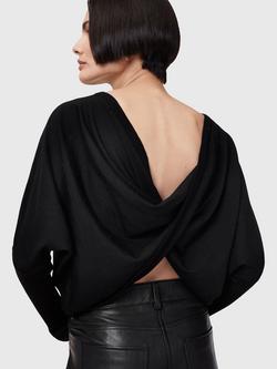 AllSaints Julieana Twist Wrap Back Pure Wool Jumper - view 2, Black