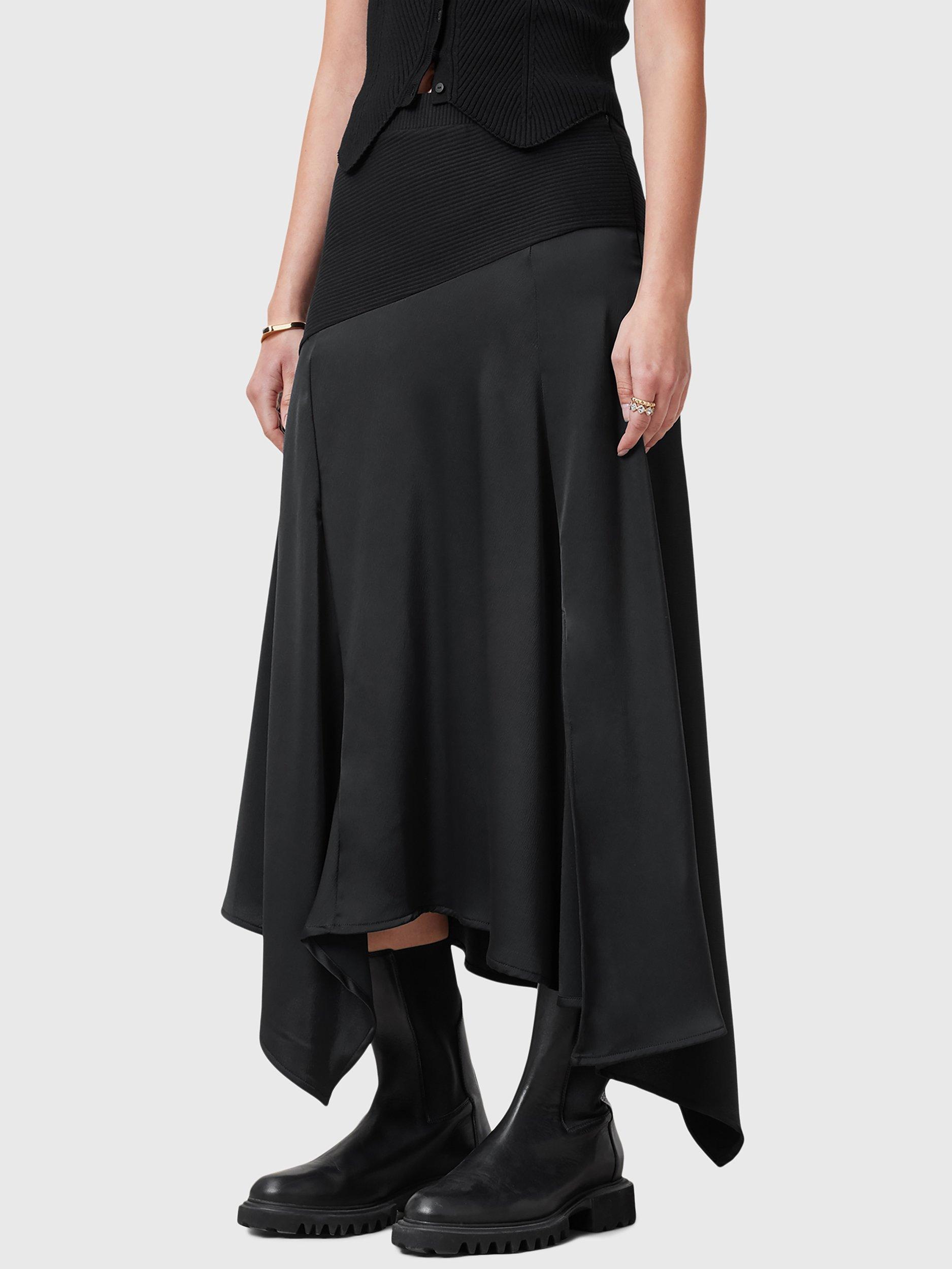 AllSaints Pia Satin Skirt, Black