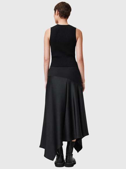 AllSaints Pia Satin Skirt, Black - view 2, Black