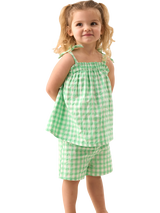 Angel & Rocket Baby Seersucker Gingham Top & Shorts Set, Green/White