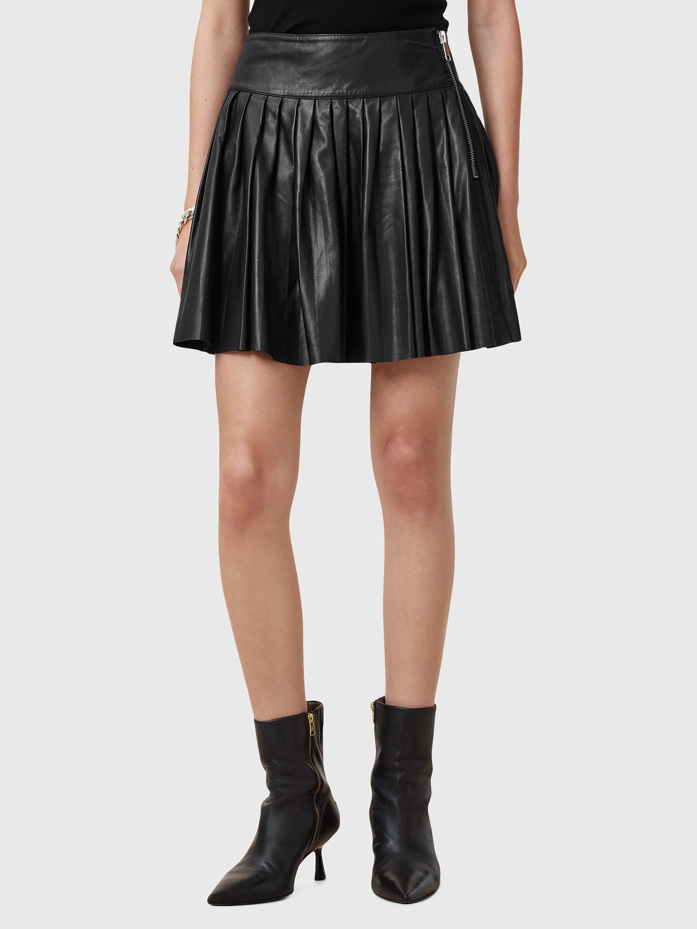 AllSaints Vena Lea Pleat Kilt, Black