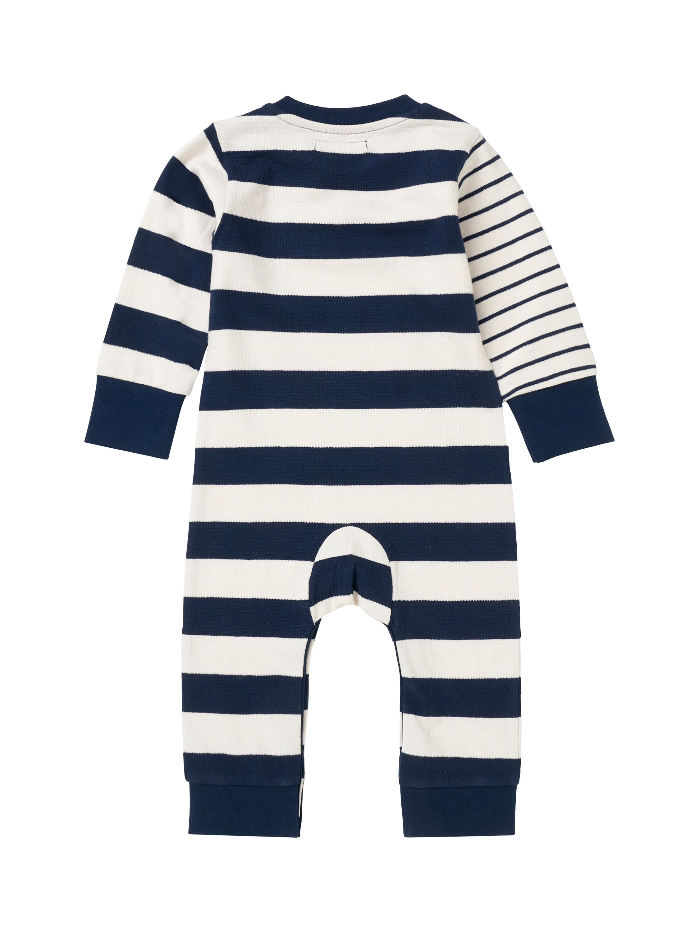 Product image 5 of 6, which shows Angel & Rocket Baby Lewis Textured Cotton Stripe Block Bodysuit, Blue/White, 0-3 months