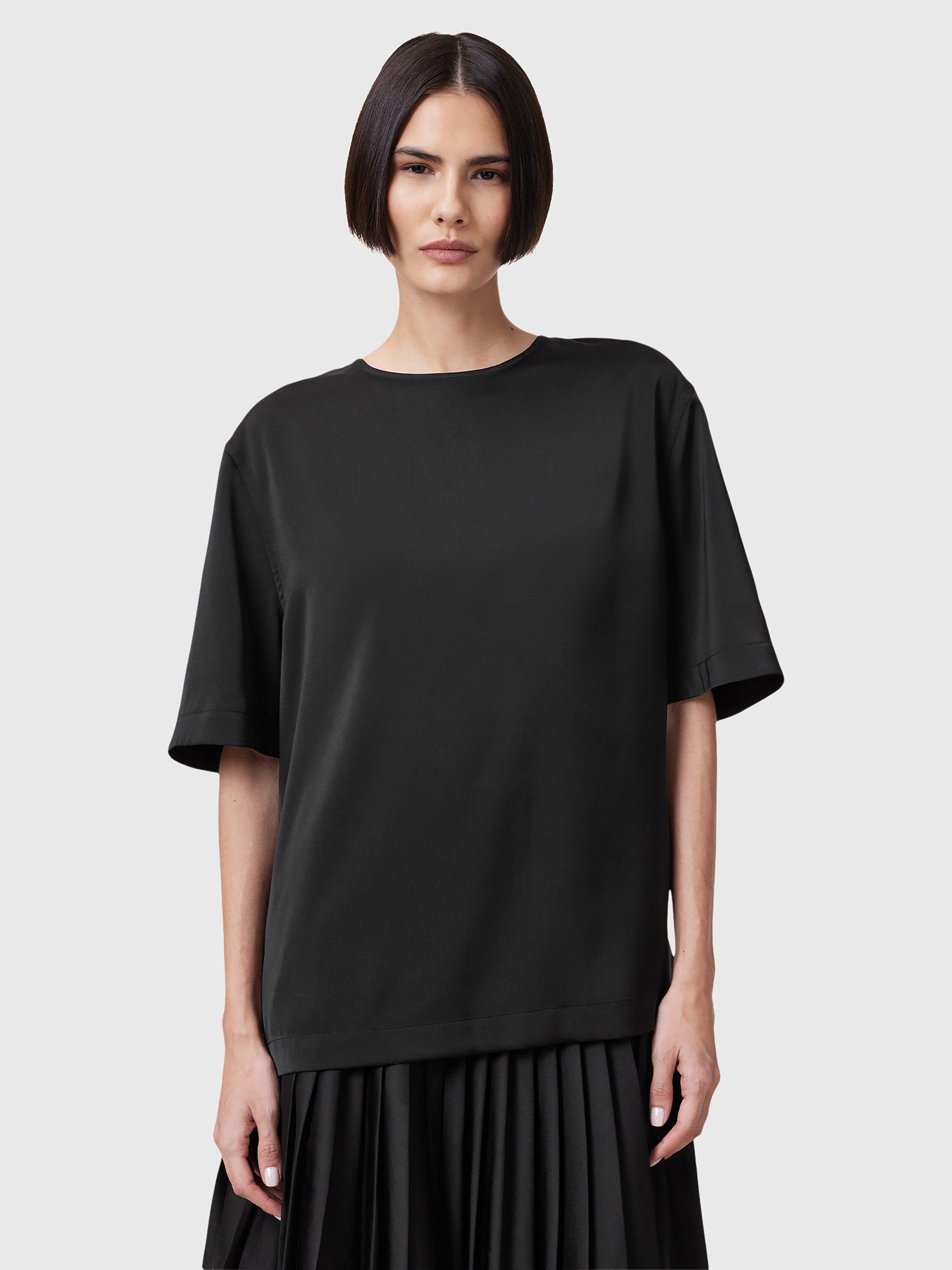 AllSaints Amelie Satin T-Shirt, Black