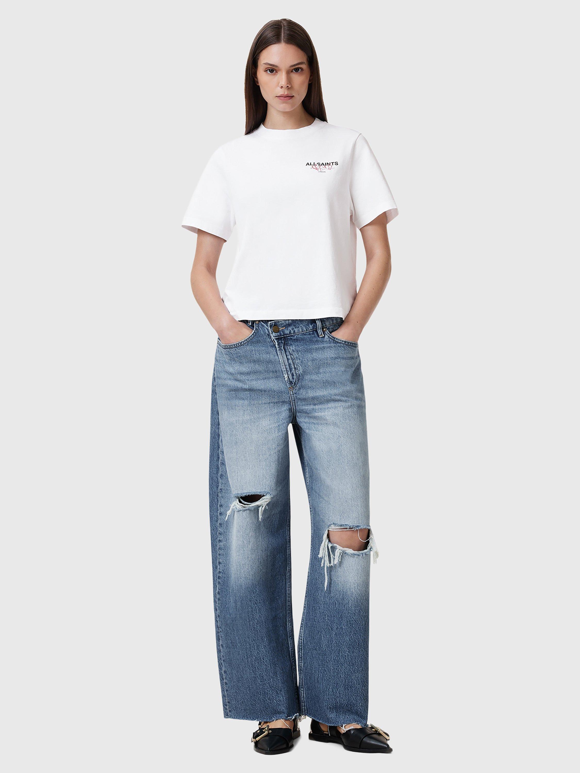 Product image 3 of 7, which shows AllSaints Amore Lisa Organic Cotton Regular Fit T-Shirt, White, S