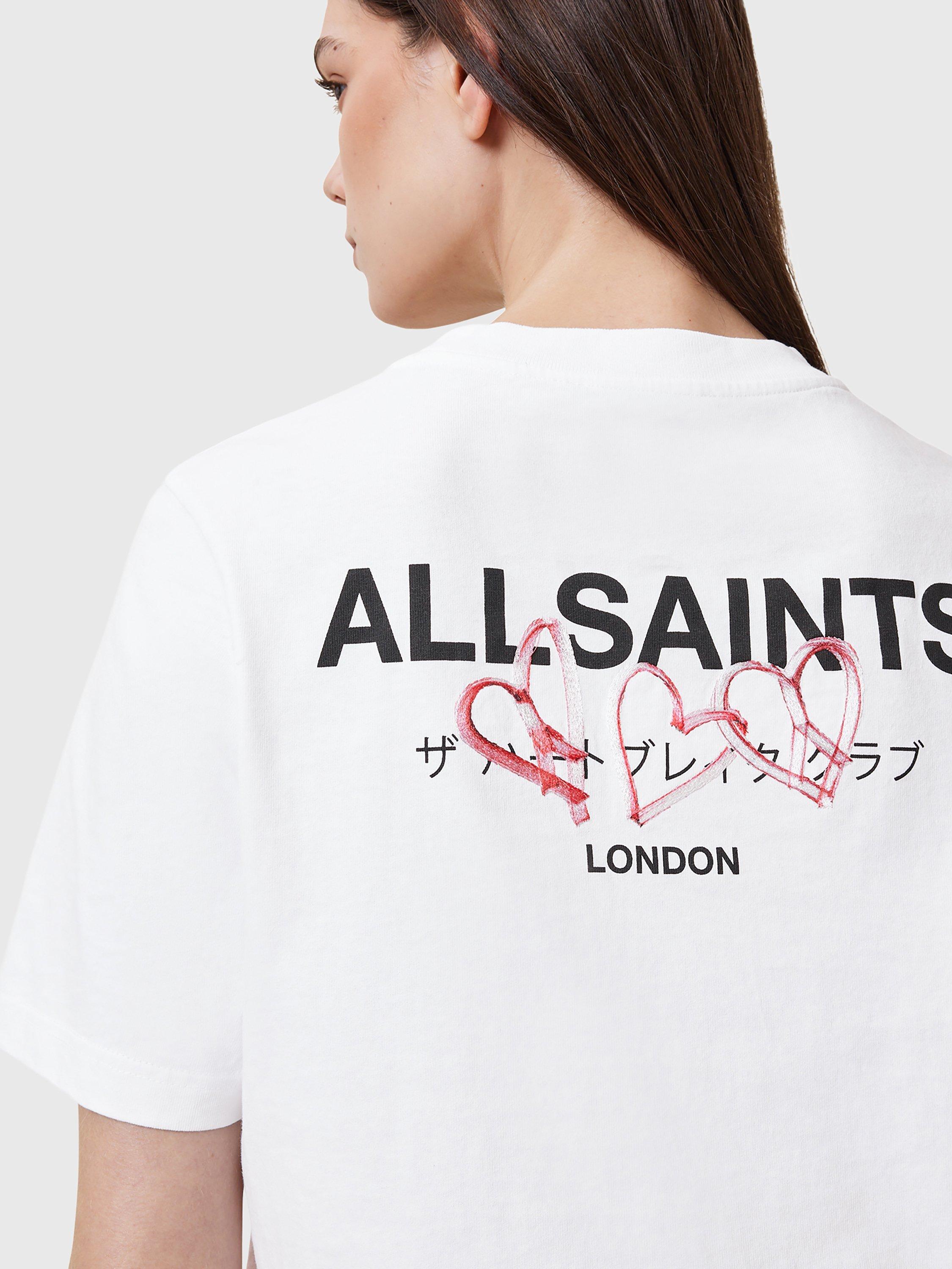 Product image 5 of 7, which shows AllSaints Amore Lisa Organic Cotton Regular Fit T-Shirt, White, S