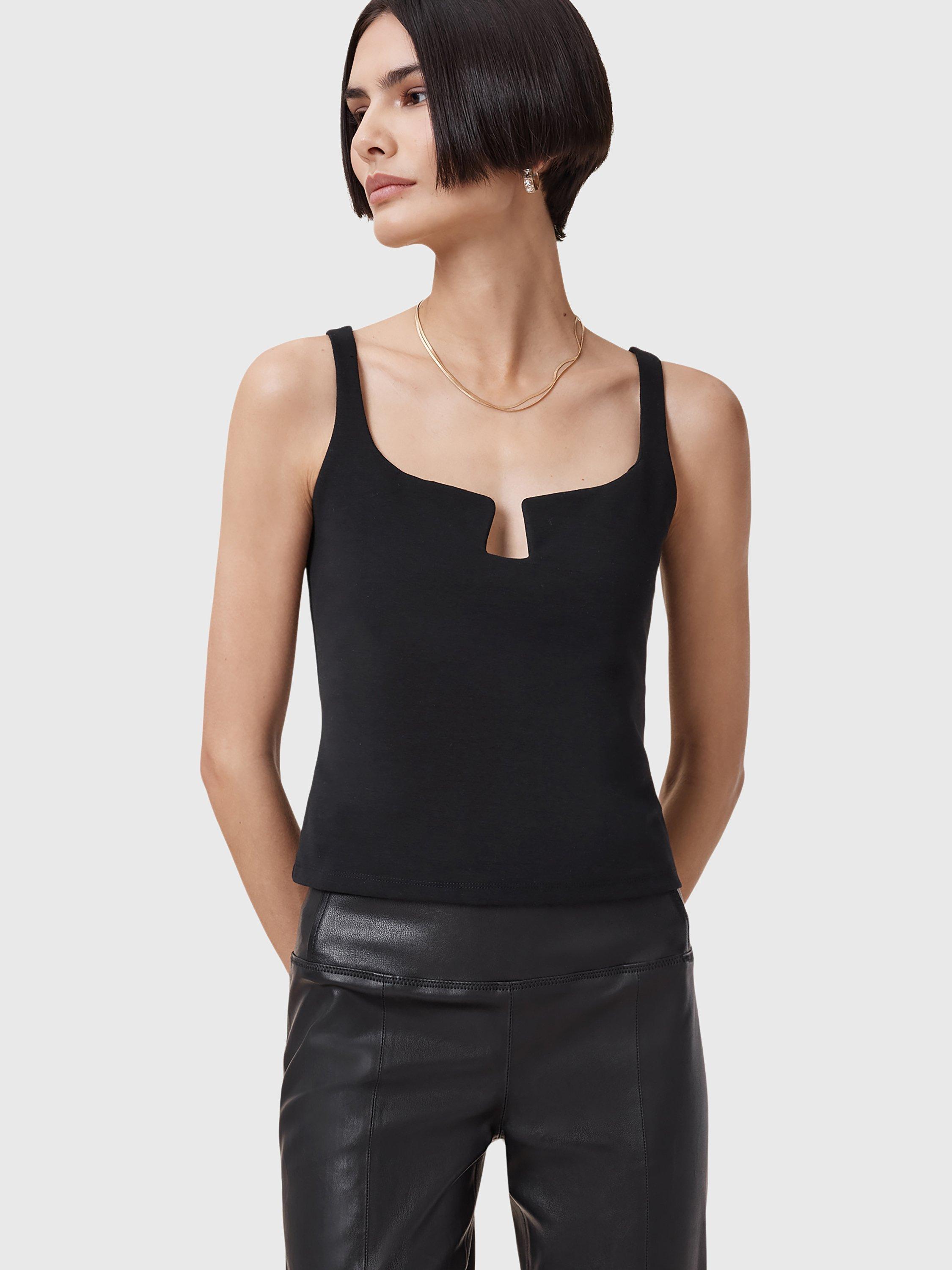 Product image 6 of 7, which shows AllSaints Mio Notch Neck Cami Top, Black, 10
