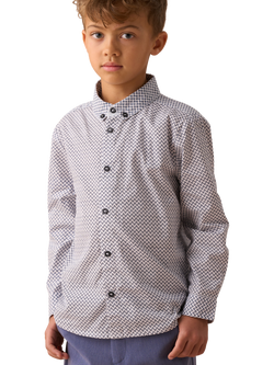 Angel & Rocket Kids' Cotton Geometric Print Shirt, White/Multi, White/Multi