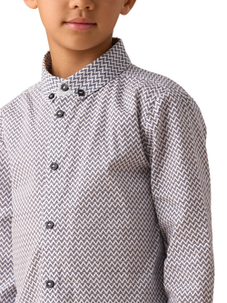 Angel & Rocket Kids' Cotton Geometric Print Shirt, White/Multi - view 2, White/Multi