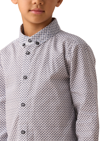 Angel & Rocket Kids' Cotton Geometric Print Shirt, White/Multi - view 2, White/Multi