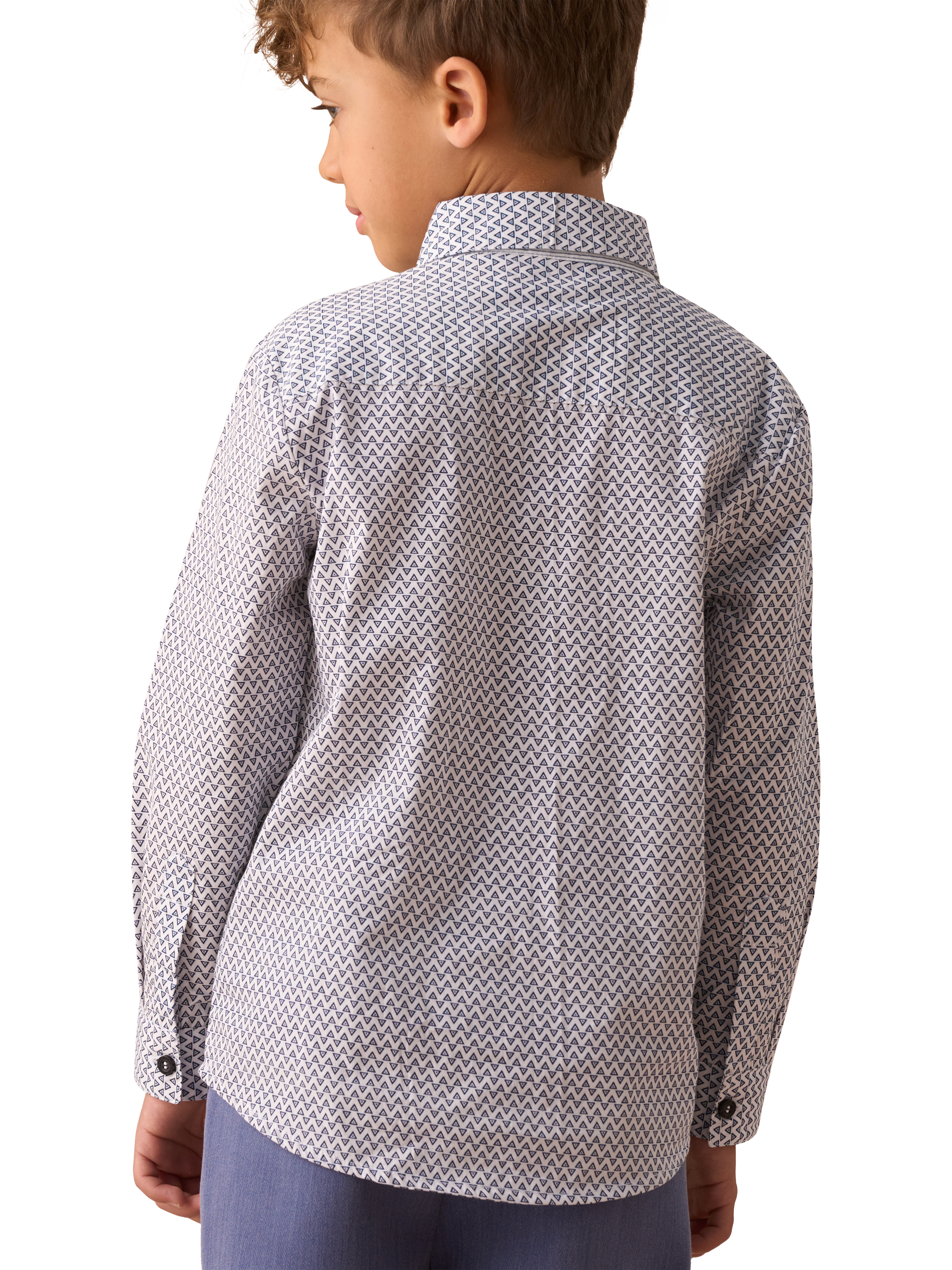Product image 3 of 6, which shows Angel & Rocket Kids' Cotton Geometric Print Shirt, White/Multi, 3 years
