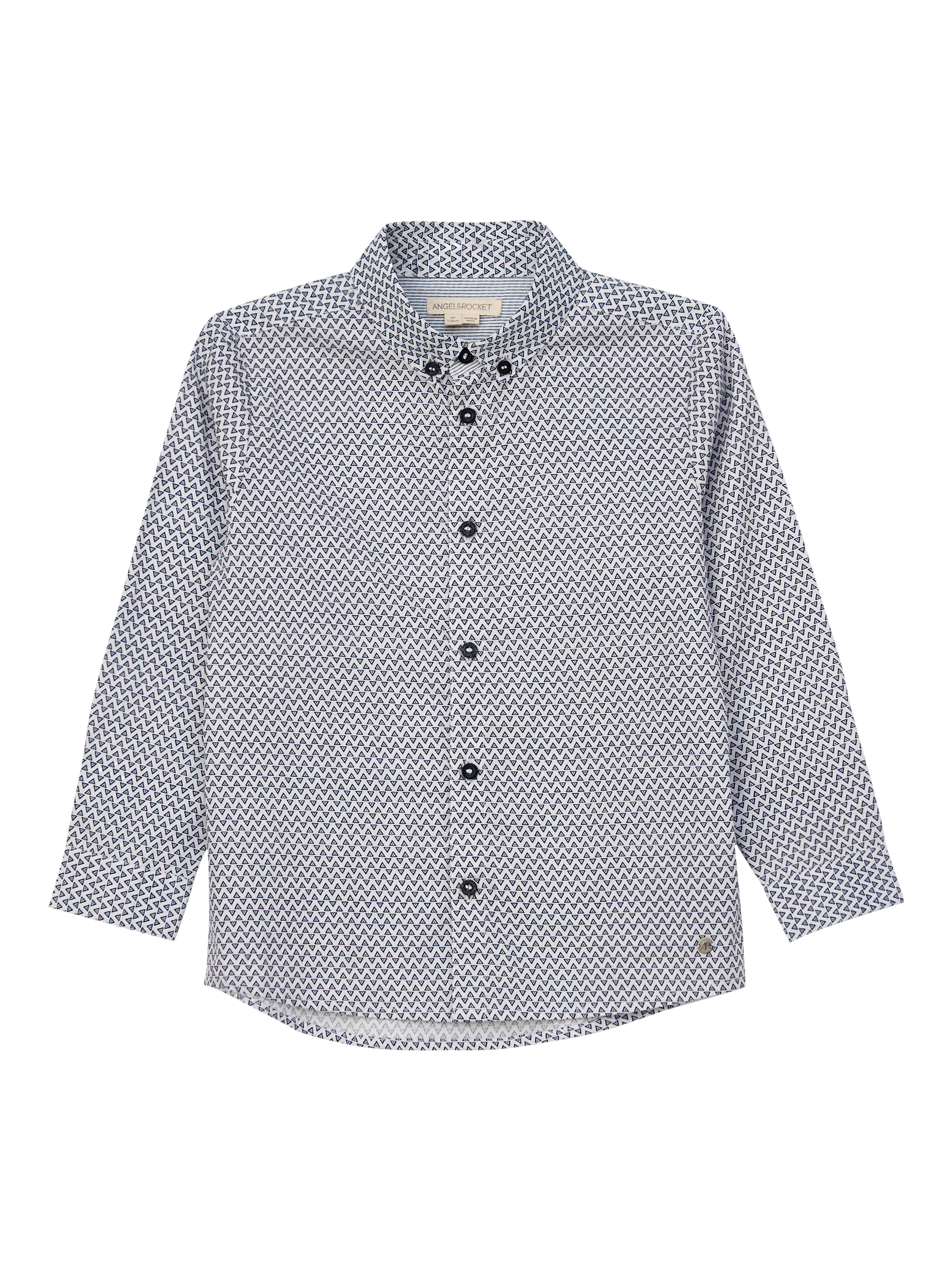 Product image 4 of 6, which shows Angel & Rocket Kids' Cotton Geometric Print Shirt, White/Multi, 3 years