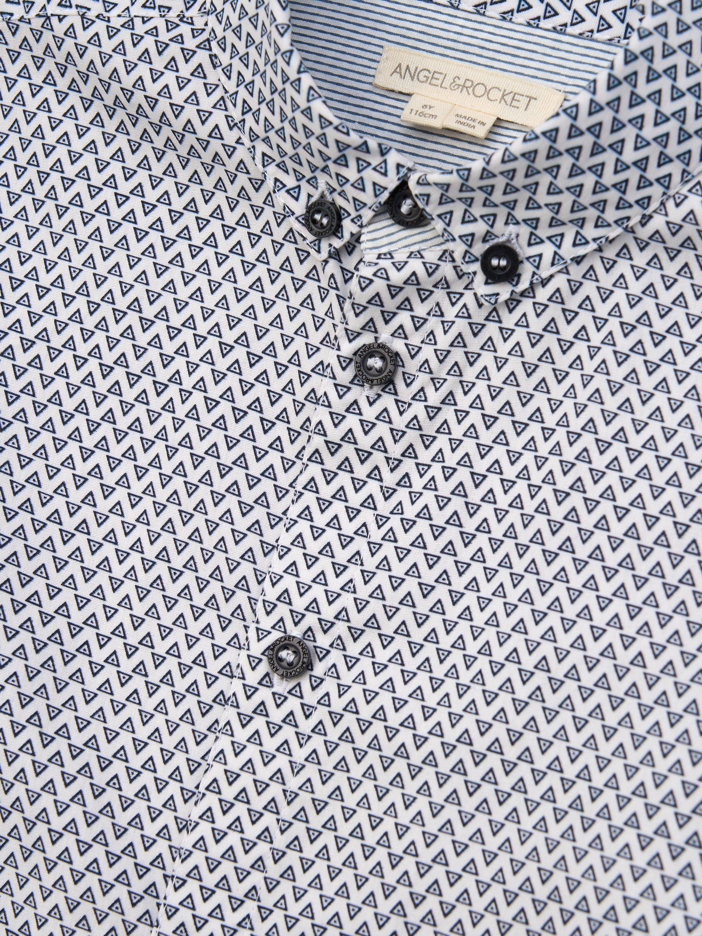 Product image 6 of 6, which shows Angel & Rocket Kids' Cotton Geometric Print Shirt, White/Multi, 3 years
