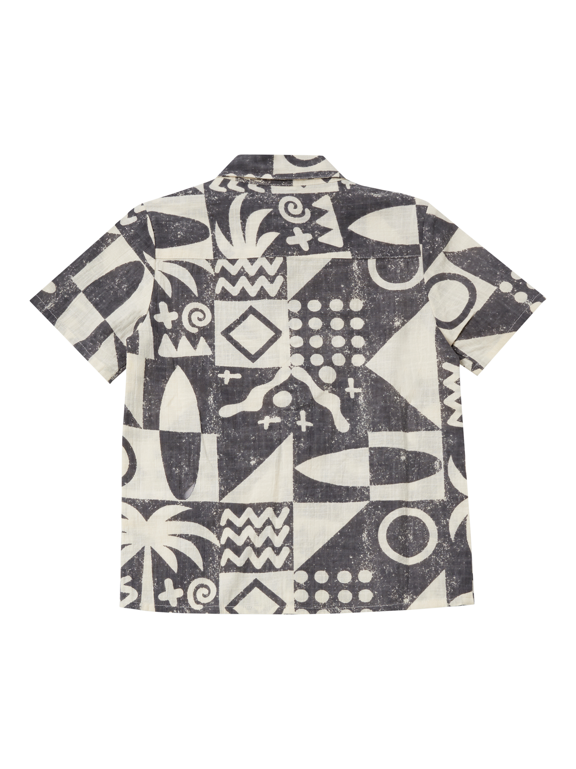 Product image 5 of 6, which shows Angel & Rocket Kids' Cotton Print Holiday Shirt, Black/Cream, 3 years