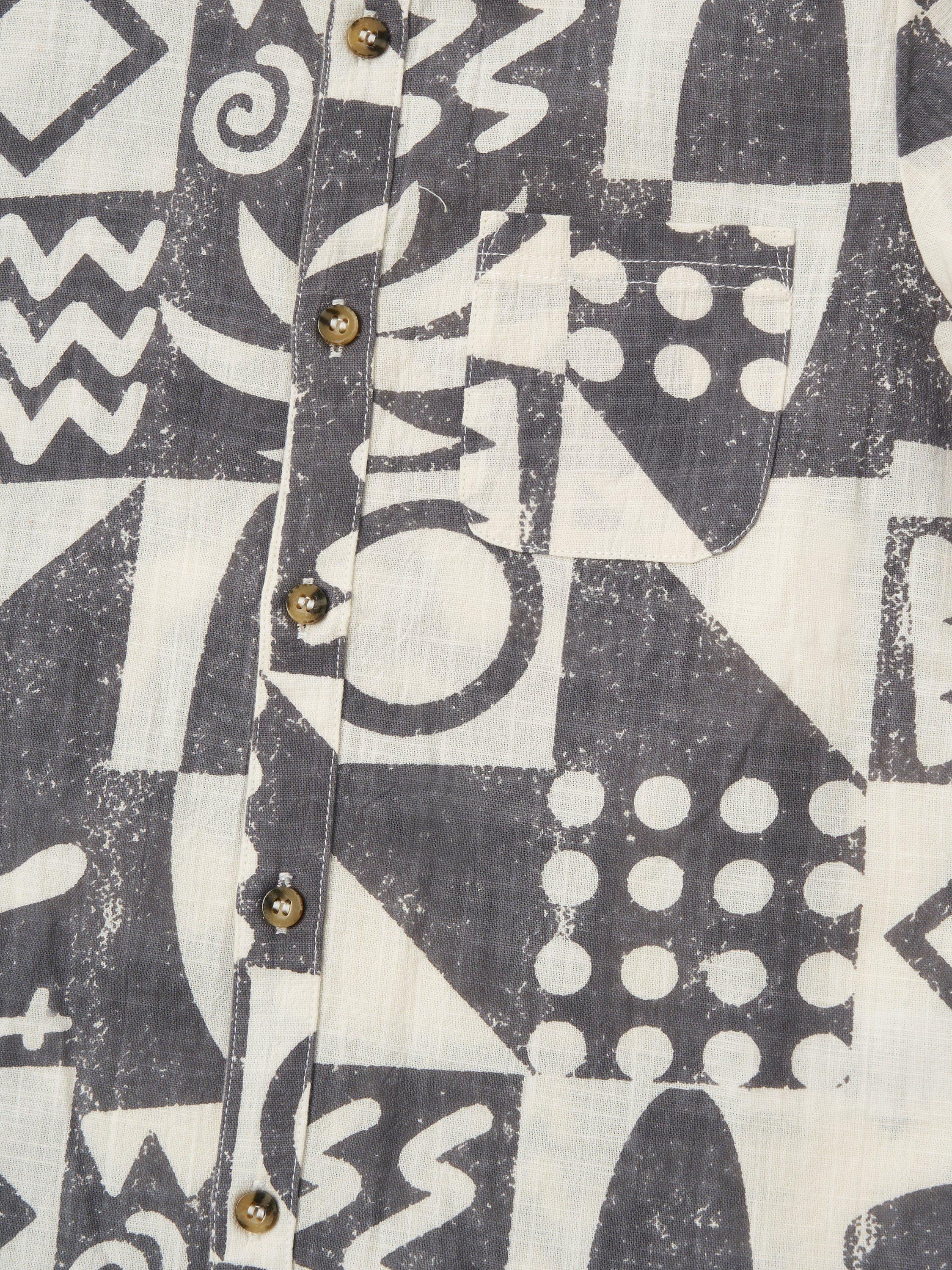 Product image 6 of 6, which shows Angel & Rocket Kids' Cotton Print Holiday Shirt, Black/Cream, 3 years