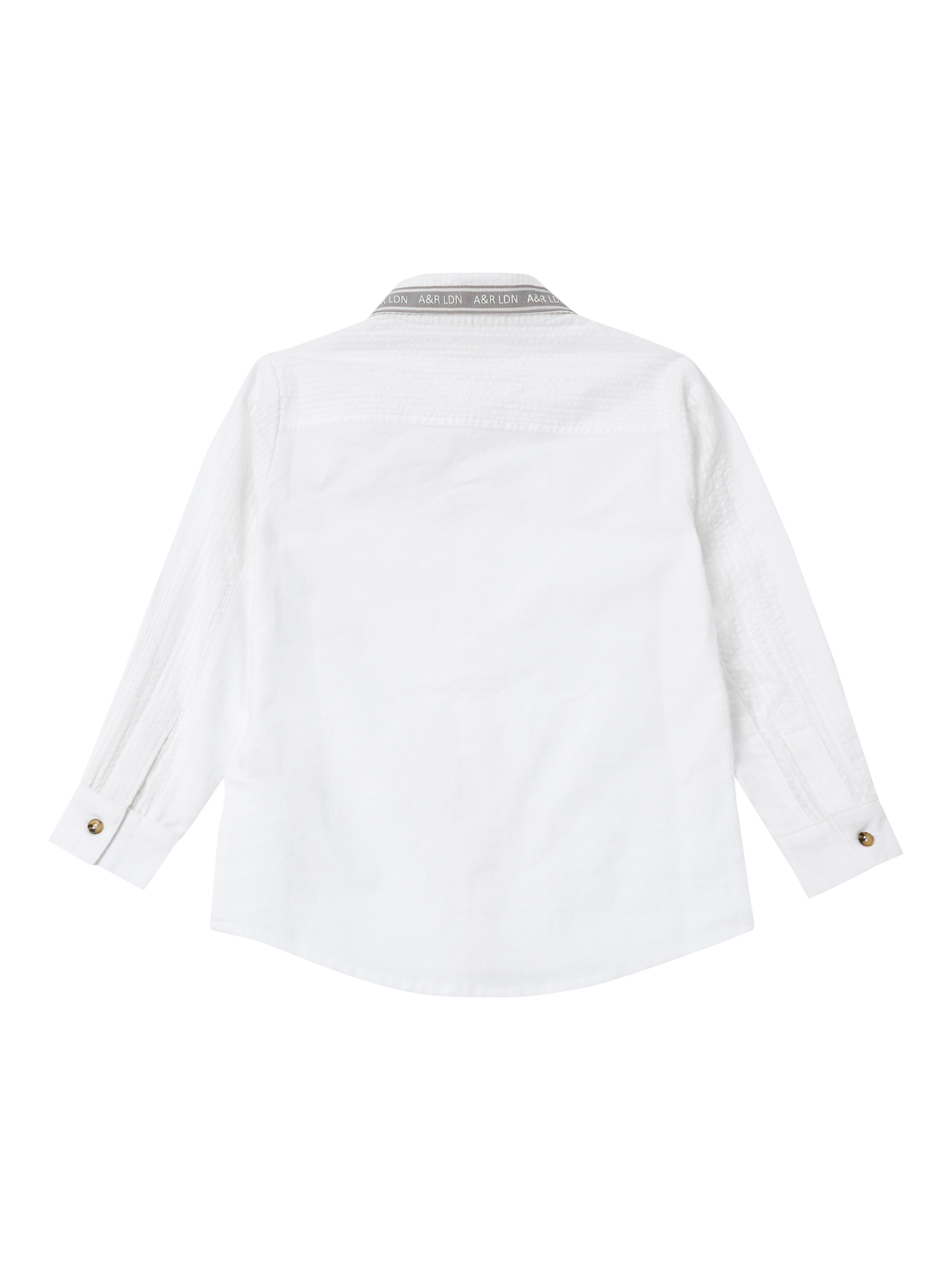 Product image 6 of 7, which shows Angel & Rocket Kids' Chase Cotton Textured Block Shirt, White/Multi, 3 years