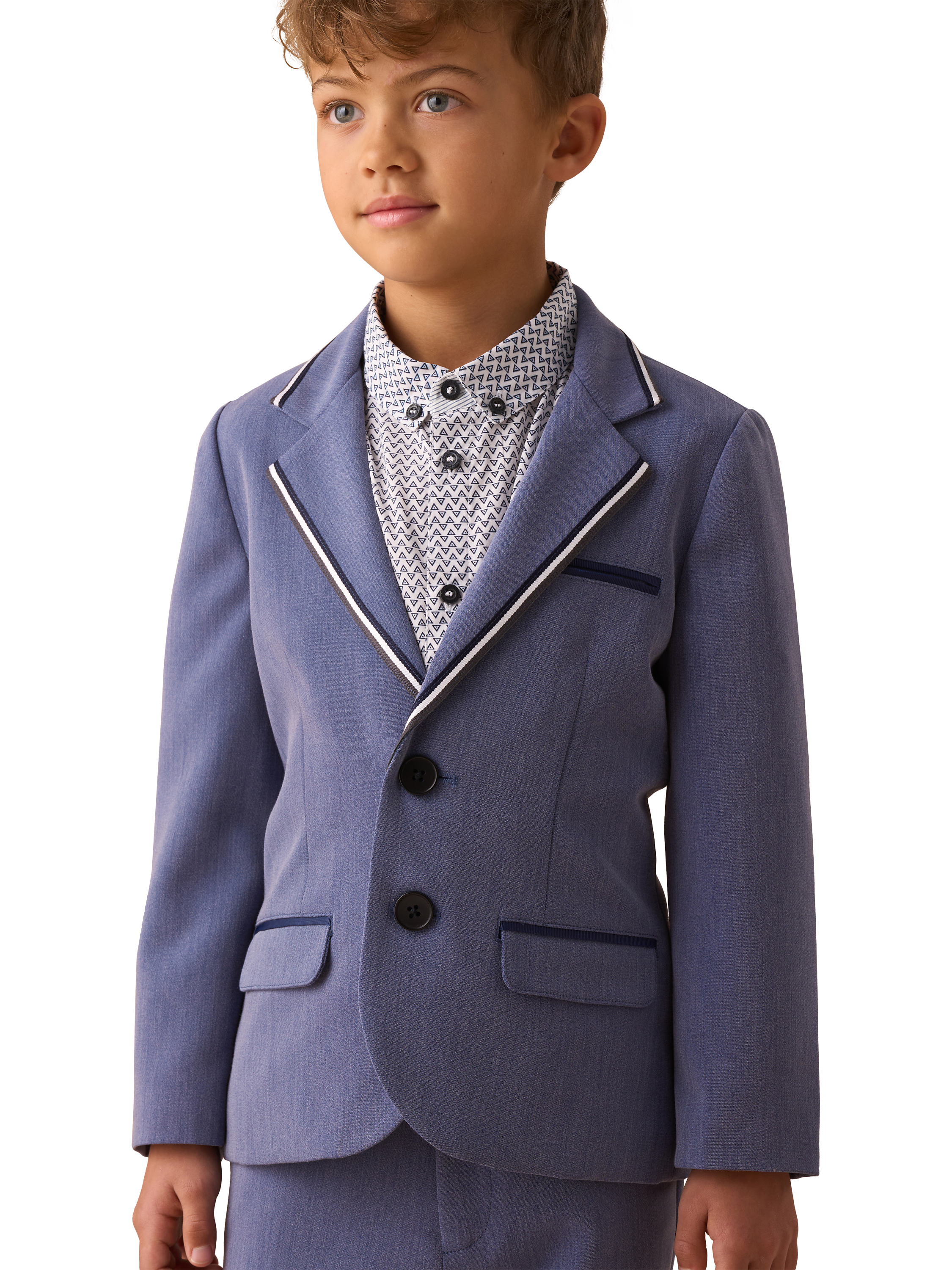 Product image 1 of 6, which shows Angel & Rocket Kids' Smart Woven Blazer, Blue, 2 years