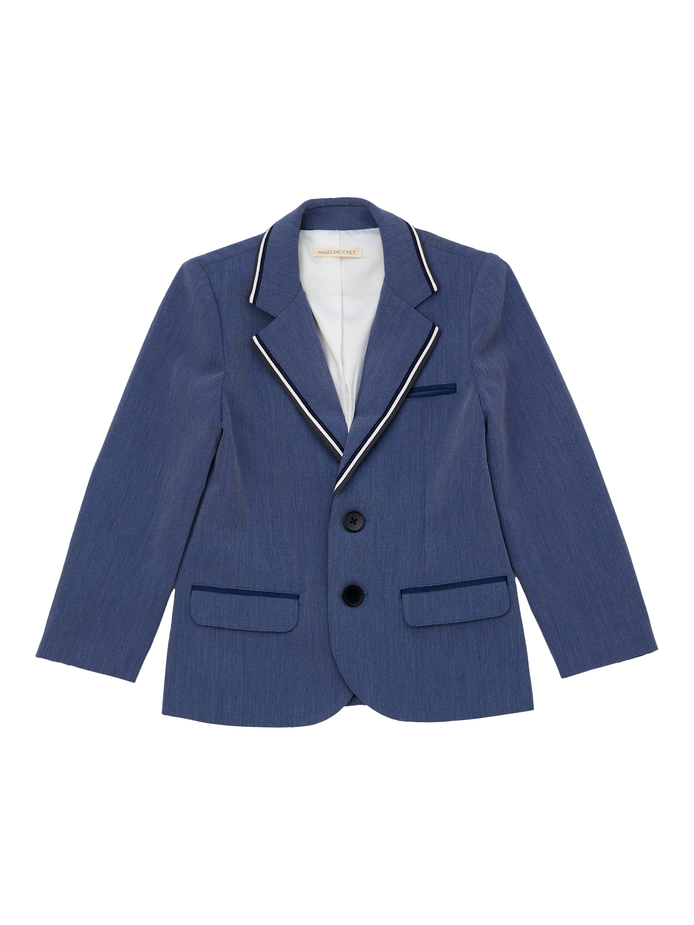 Product image 4 of 6, which shows Angel & Rocket Kids' Smart Woven Blazer, Blue, 2 years