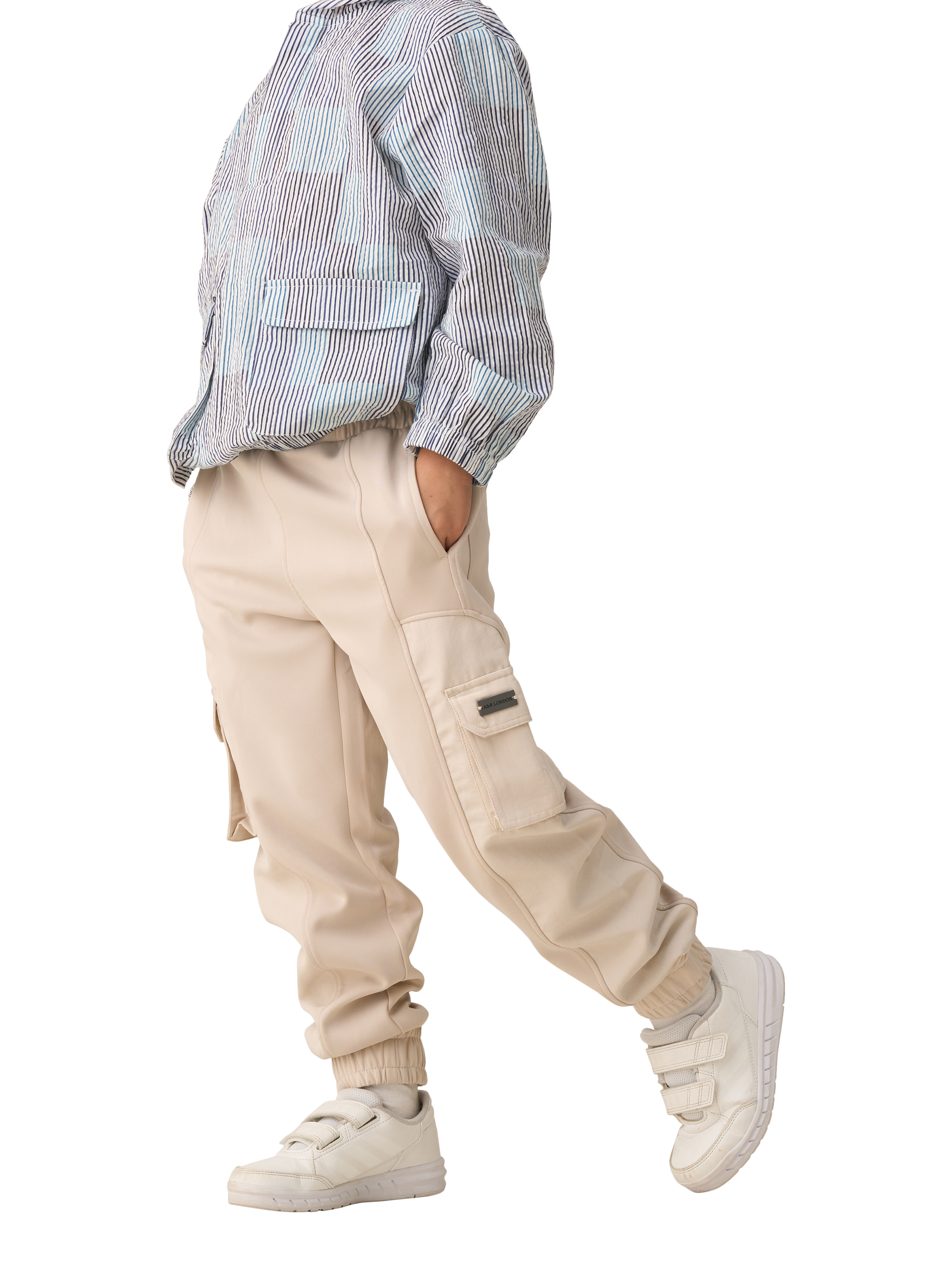 Product image 1 of 8, which shows Angel & Rocket Kids' Cargo Joggers, Cream, 3 years