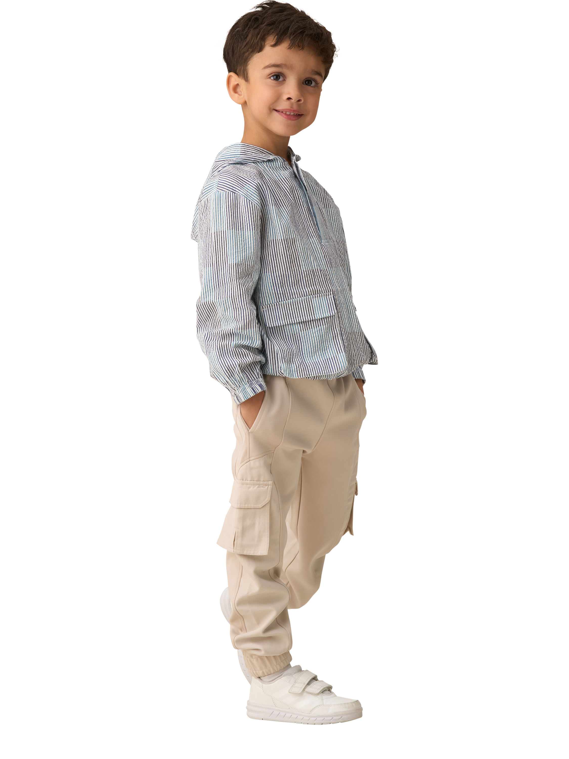 Product image 5 of 8, which shows Angel & Rocket Kids' Cargo Joggers, Cream, 3 years