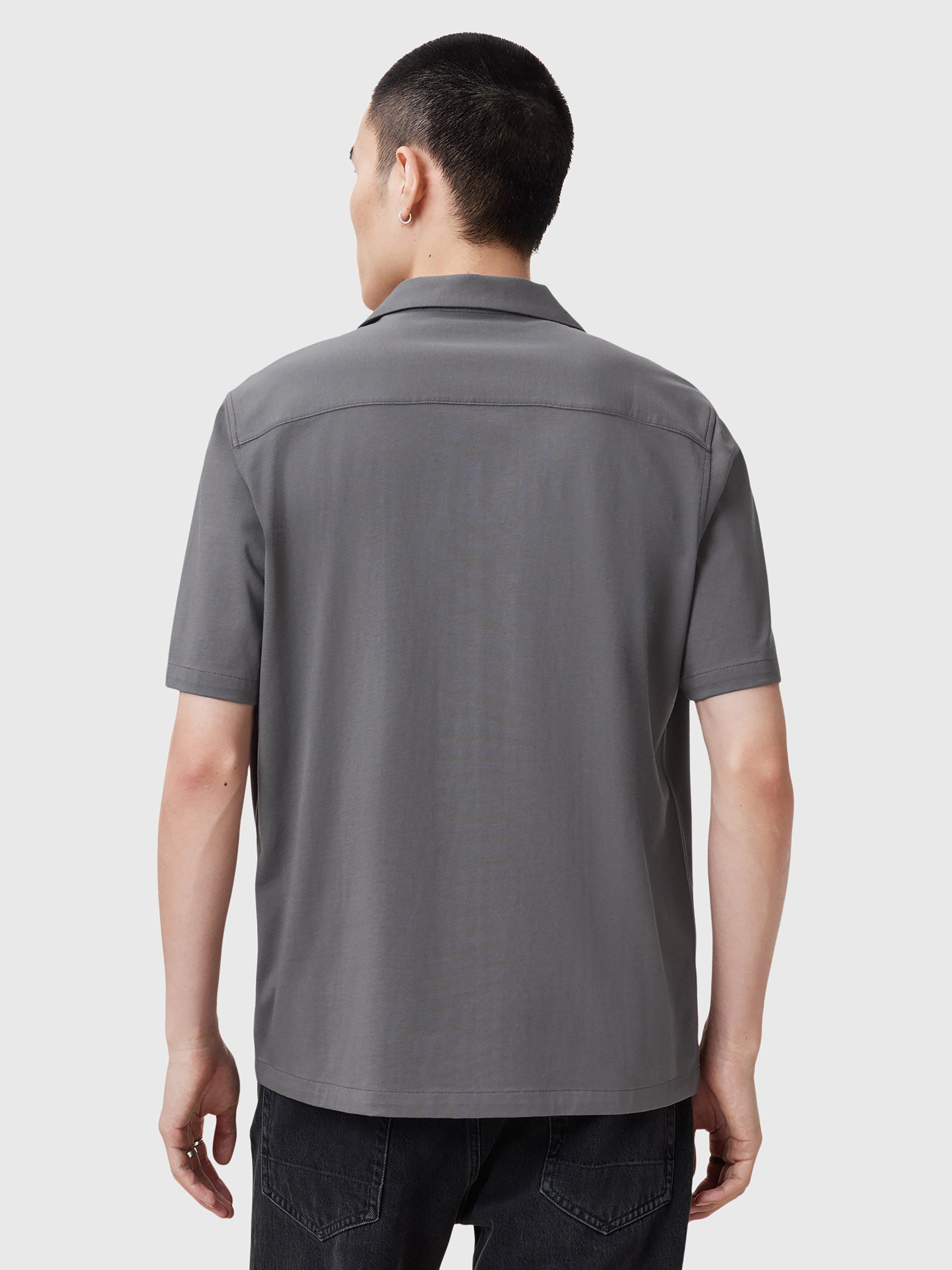Product image 2 of 6, which shows AllSaints Hudson Organic Cotton Relaxed Fit Shirt, Mid Grey, S