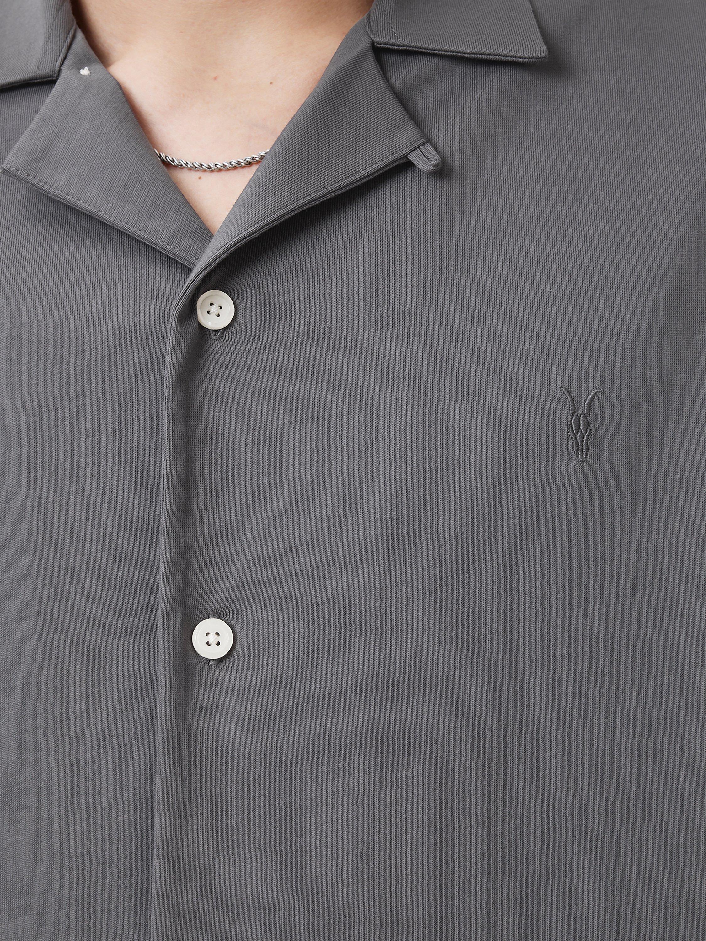 Product image 6 of 6, which shows AllSaints Hudson Organic Cotton Relaxed Fit Shirt, Mid Grey, S