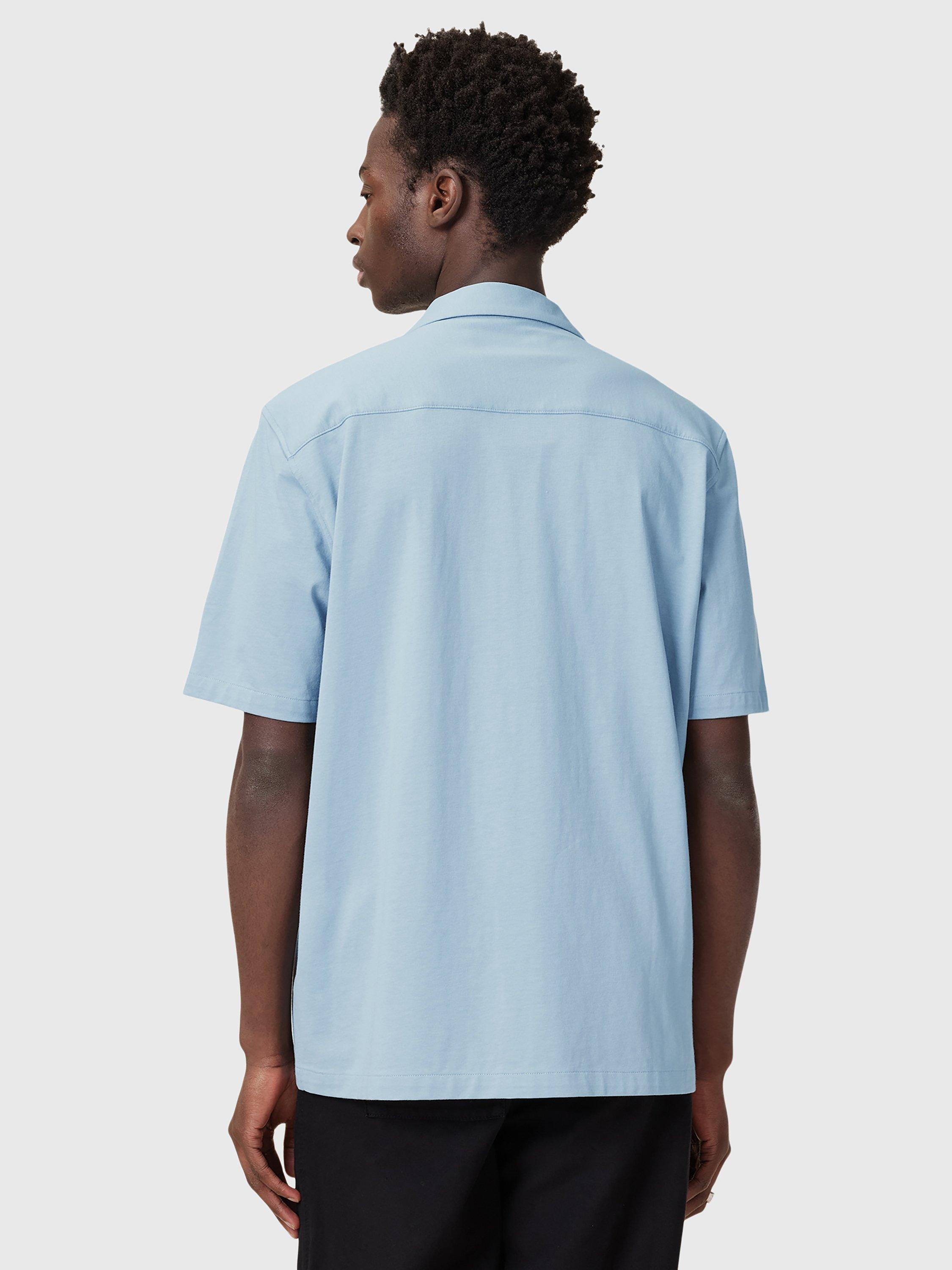 Product image 2 of 6, which shows AllSaints Hudson Loose Fit Short Sleeve Shirt, Mid Blue, L
