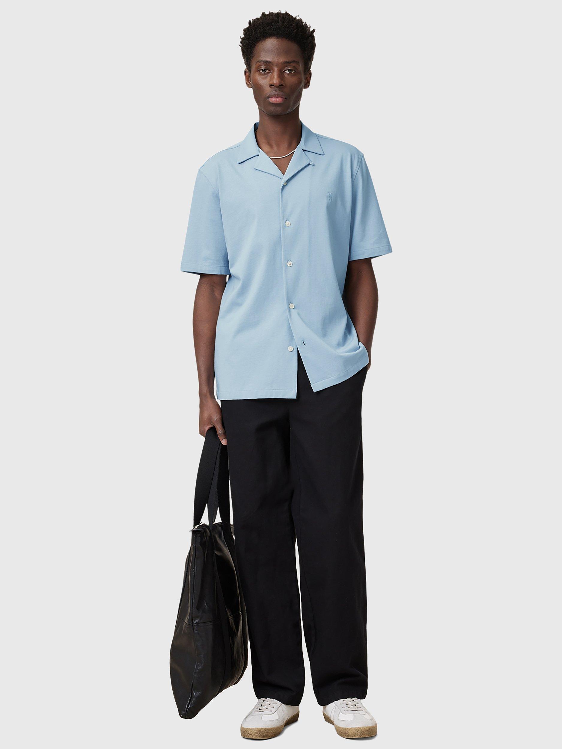 Product image 6 of 6, which shows AllSaints Hudson Loose Fit Short Sleeve Shirt, Mid Blue, L