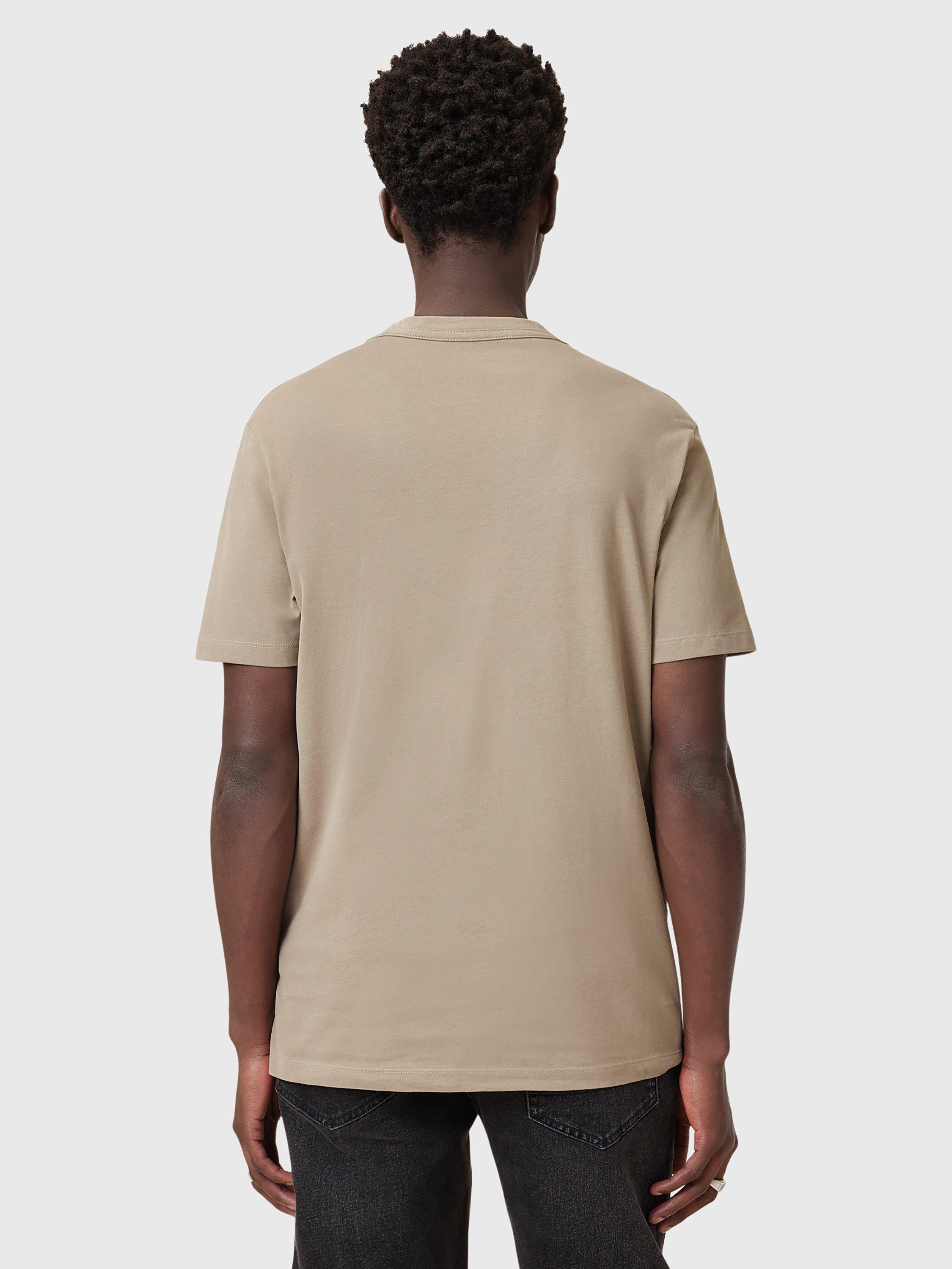 Product image 2 of 7, which shows AllSaints Brace Crew Cotton T-Shirt, Brown, M