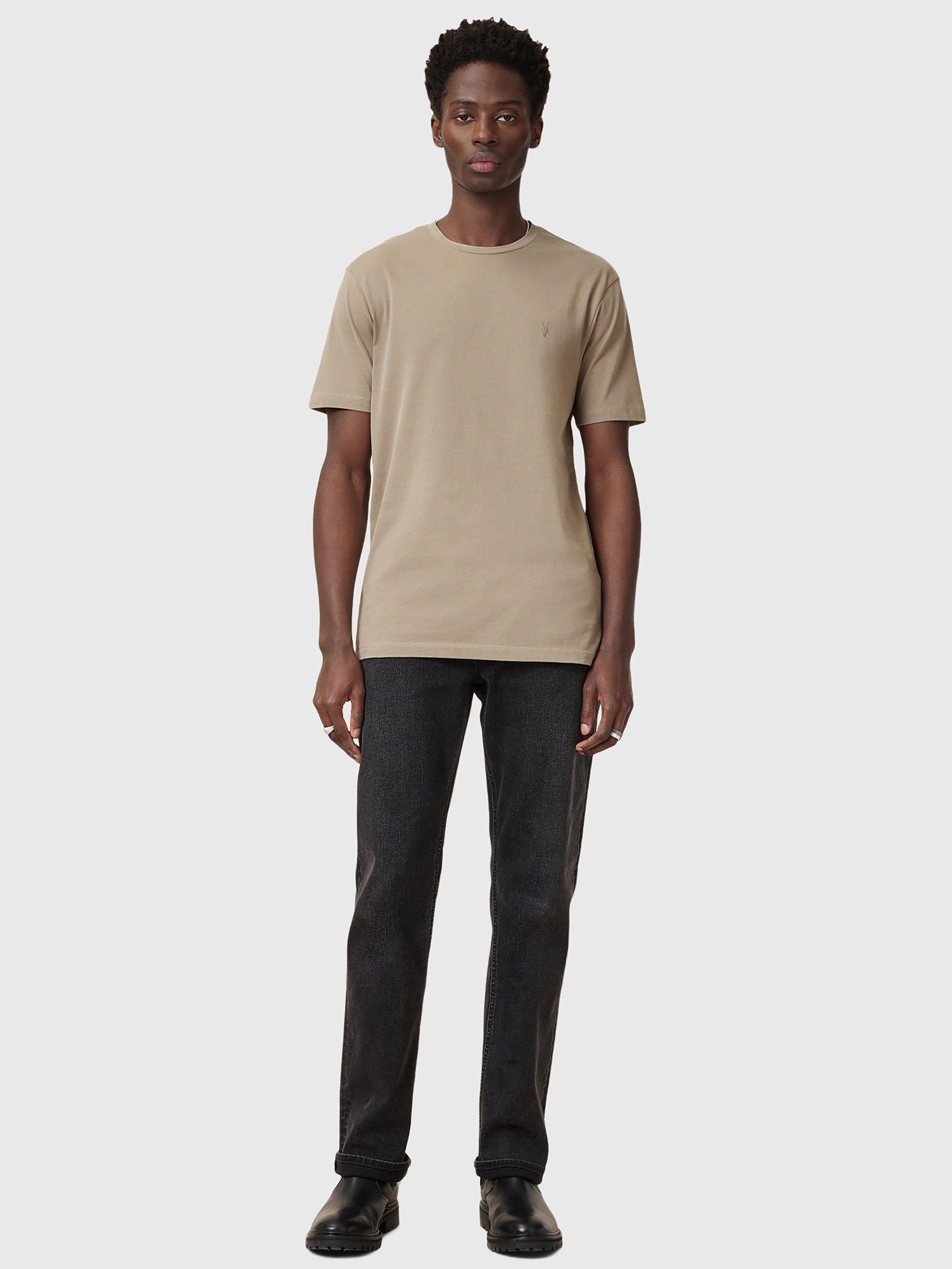 Product image 3 of 7, which shows AllSaints Brace Crew Cotton T-Shirt, Brown, M