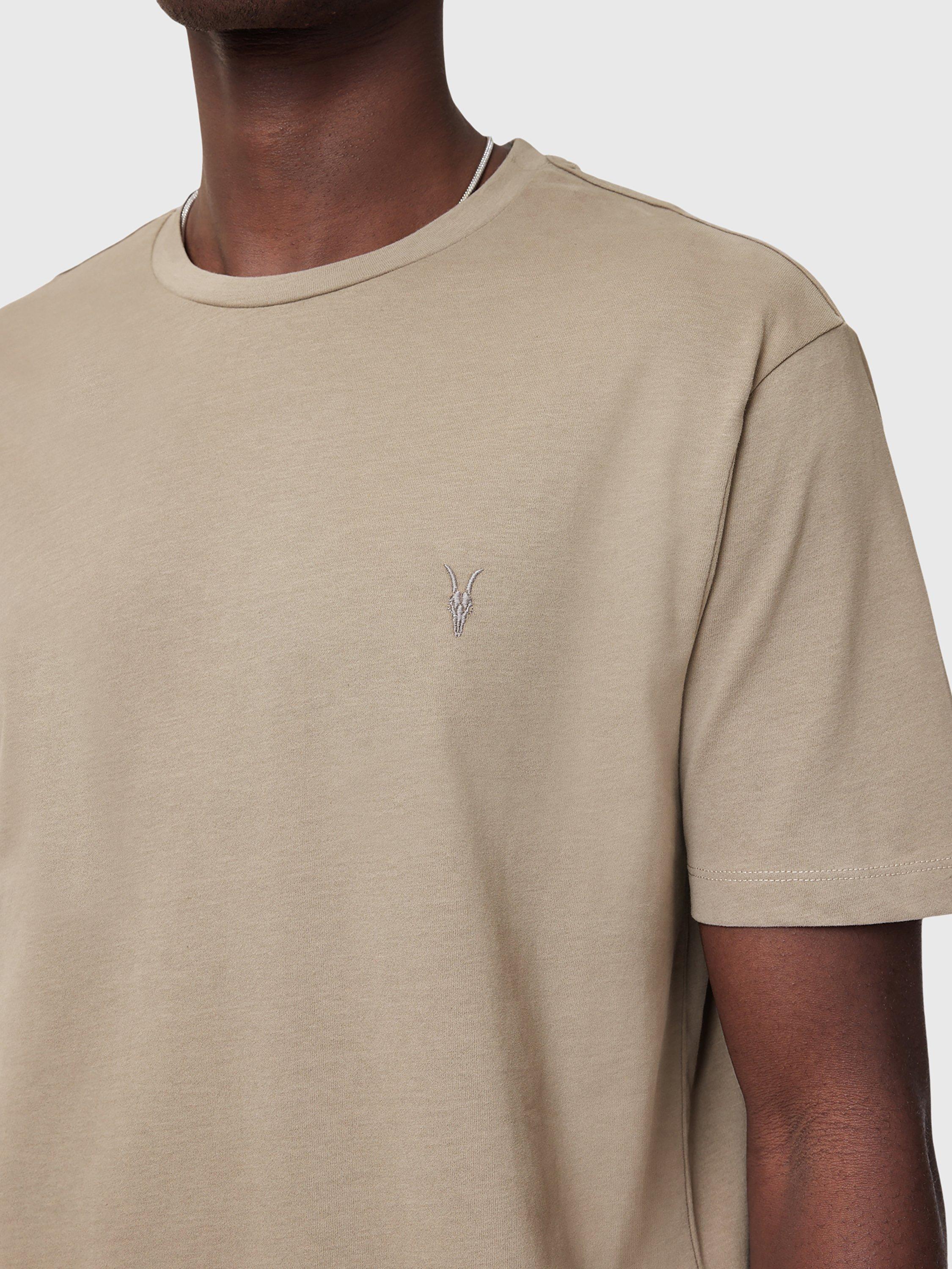 Product image 5 of 7, which shows AllSaints Brace Crew Cotton T-Shirt, Brown, M