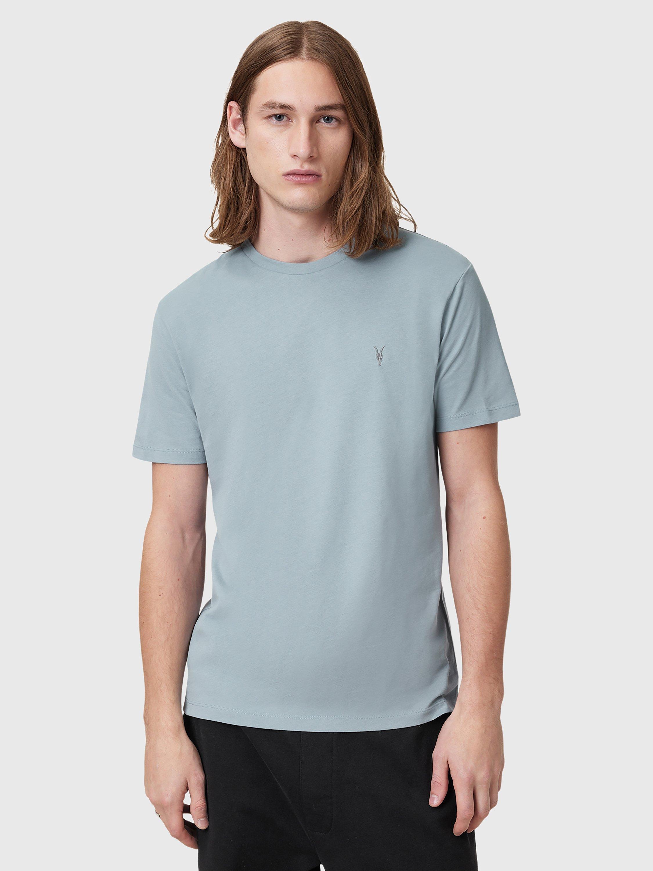 Product image 6 of 8, which shows AllSaints Brace Crew Cotton T-Shirt, Pack of 3, Blue/Multi, XS