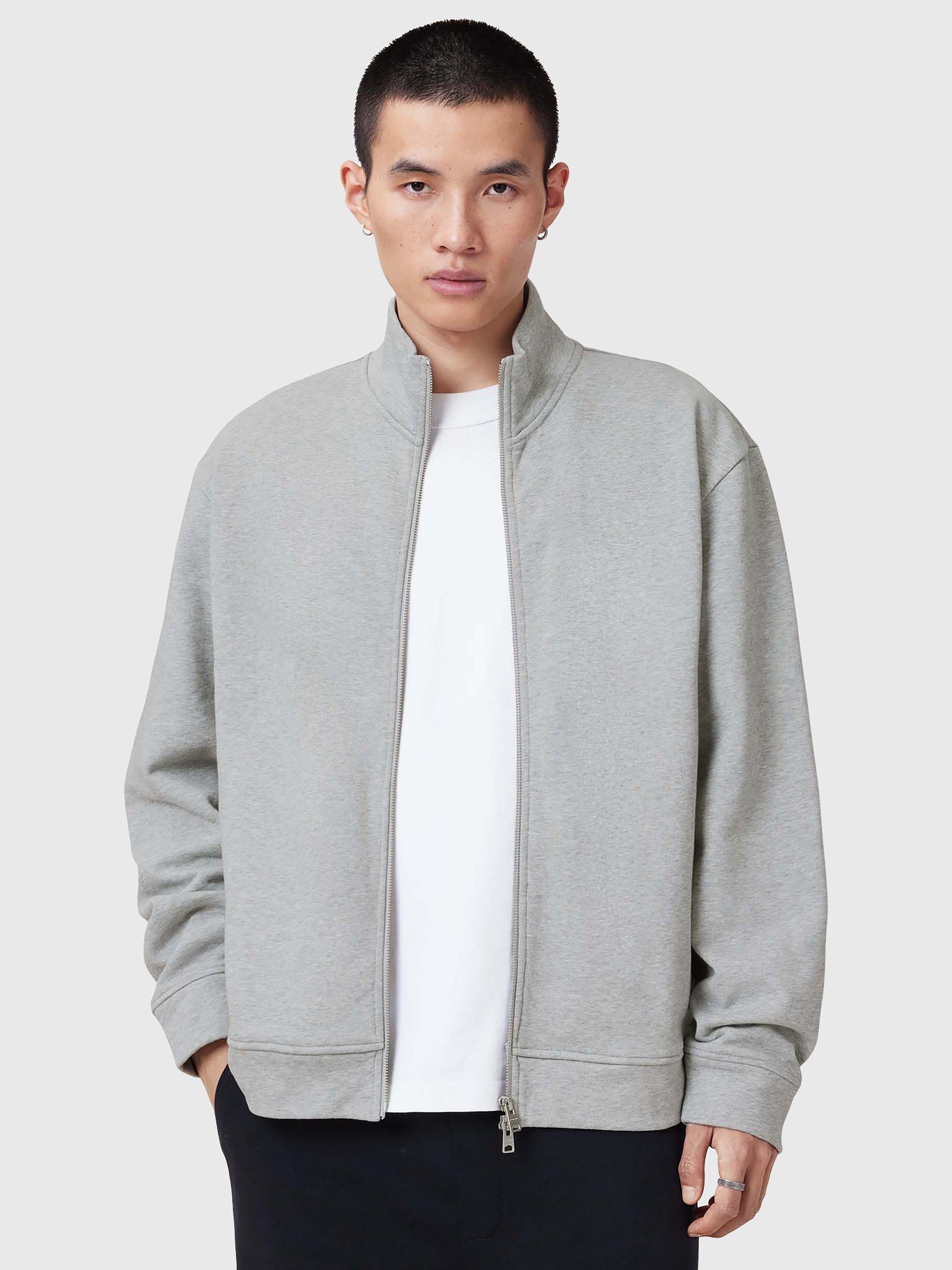 AllSaints Carson Track Pure Organic Cotton Jacket, Grey Marl