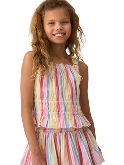 Angel & Rocket Kids' Faye Cotton Striped Shirred Top, Multi, Multi