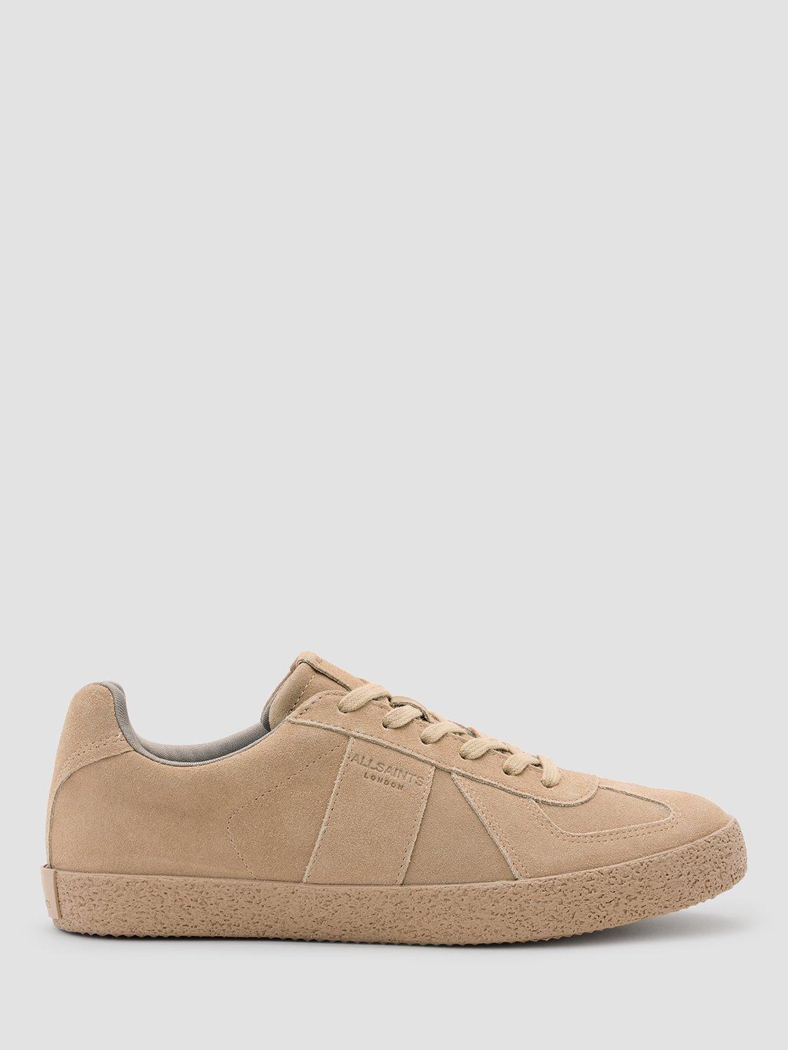 Product image 1 of 5, which shows AllSaints Jaimee Suede Trainers, Natural Sand, EU40