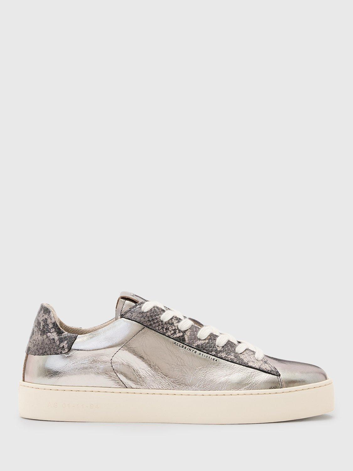 AllSaints Shana Metallic Trainers, Silver