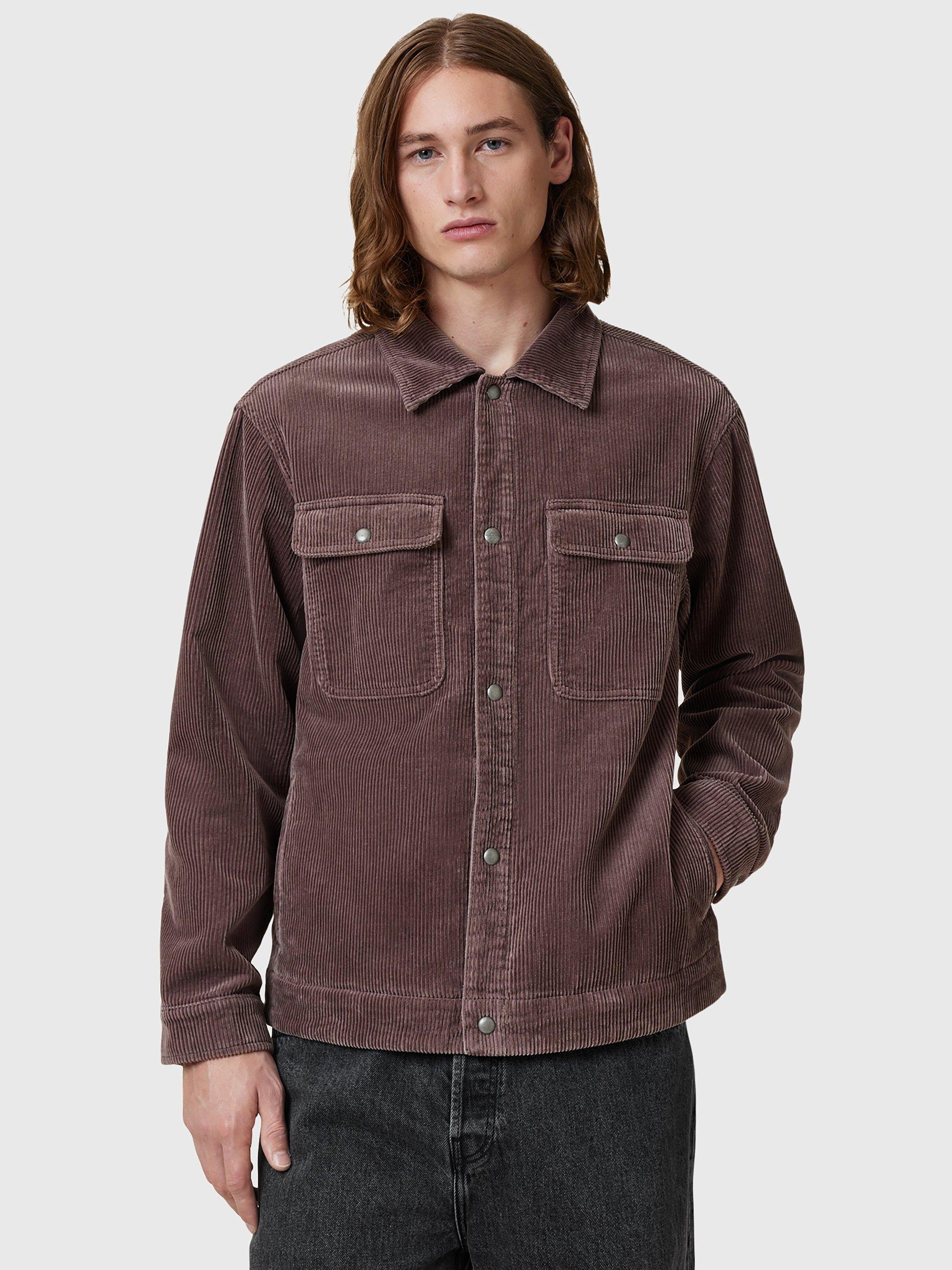 Product image 1 of 6, which shows AllSaints Castleford Organic Cotton Corduroy Shirt, Mid Brown, L