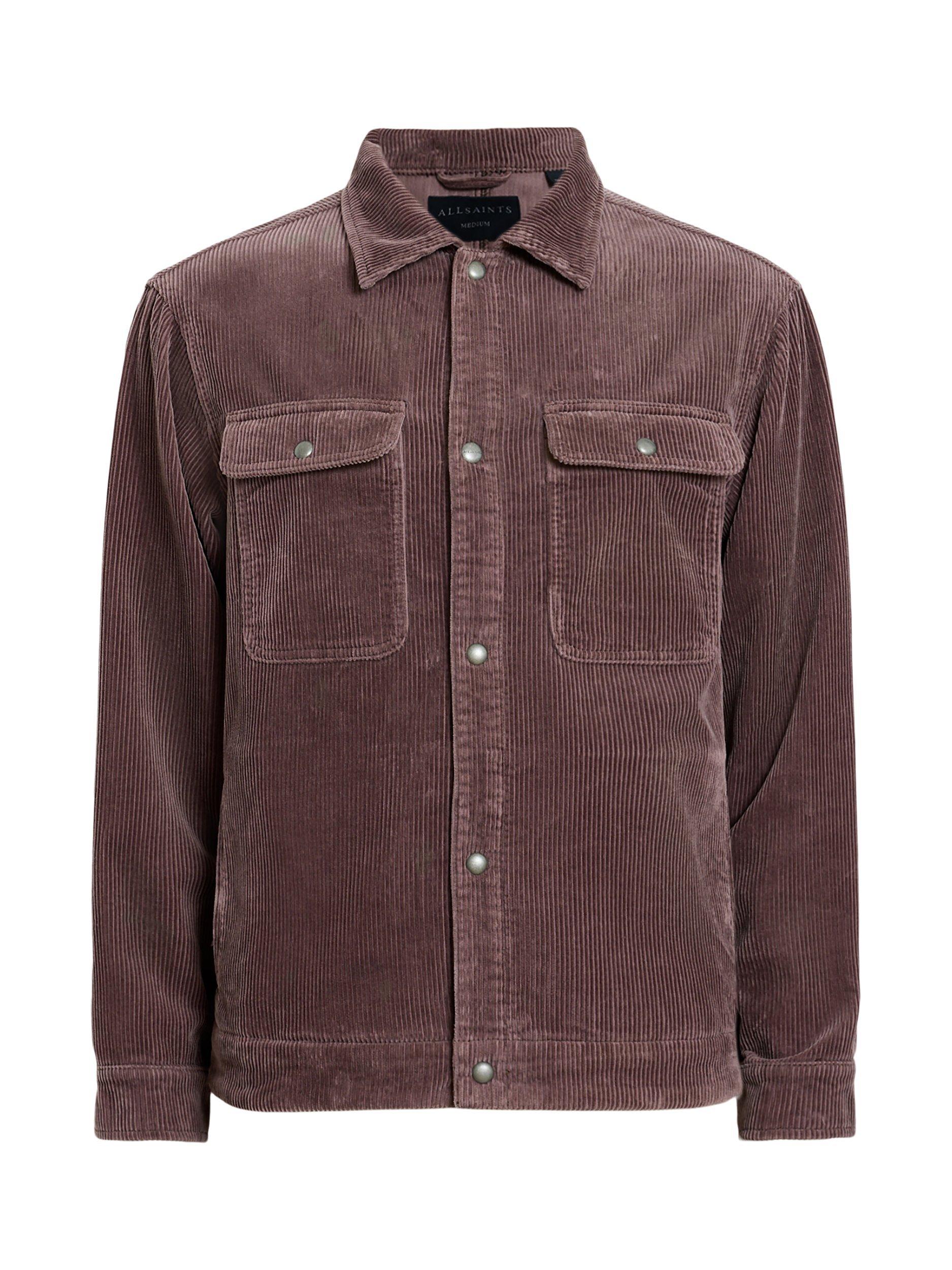 Product image 4 of 6, which shows AllSaints Castleford Organic Cotton Corduroy Shirt, Mid Brown, L