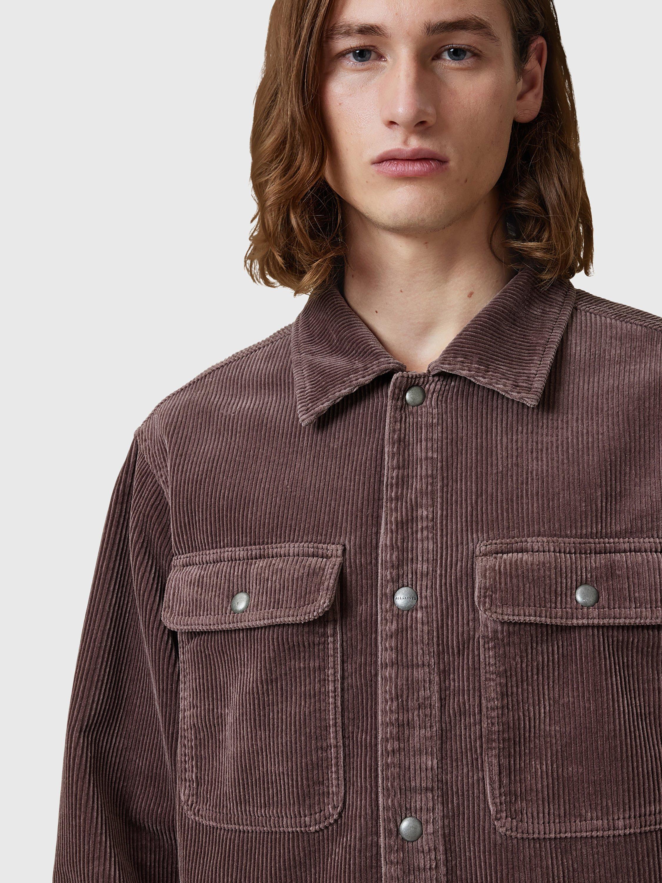 Product image 5 of 6, which shows AllSaints Castleford Organic Cotton Corduroy Shirt, Mid Brown, L