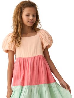 Angel & Rocket Kids' Colour Block Dress, Multi, Multi