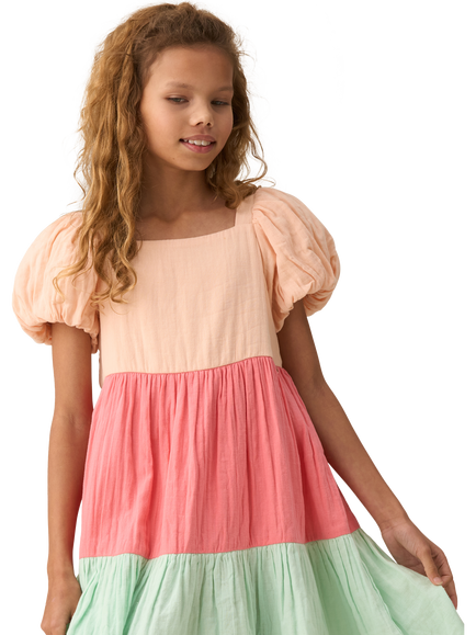 Angel & Rocket Kids' Colour Block Dress, Multi, Multi