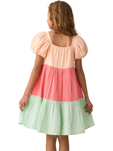 Angel & Rocket Kids' Colour Block Dress, Multi - view 2, Multi