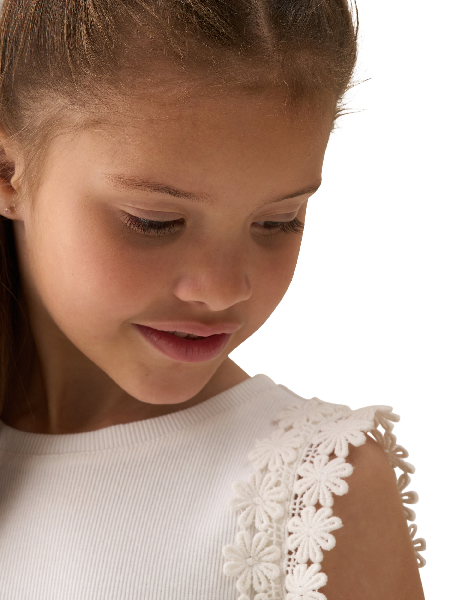 Product image 3 of 6, which shows Angel & Rocket Kids' Cotton Puffball Floral Sleeveless Dress, White, 3 years
