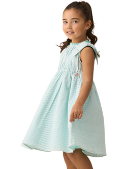 Angel & Rocket Kids' Giana Cotton Seersucker Striped Dress, Mint/White, Mint/White