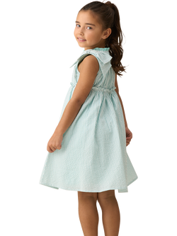 Angel & Rocket Kids' Giana Cotton Seersucker Striped Dress, Mint/White - view 2, Mint/White