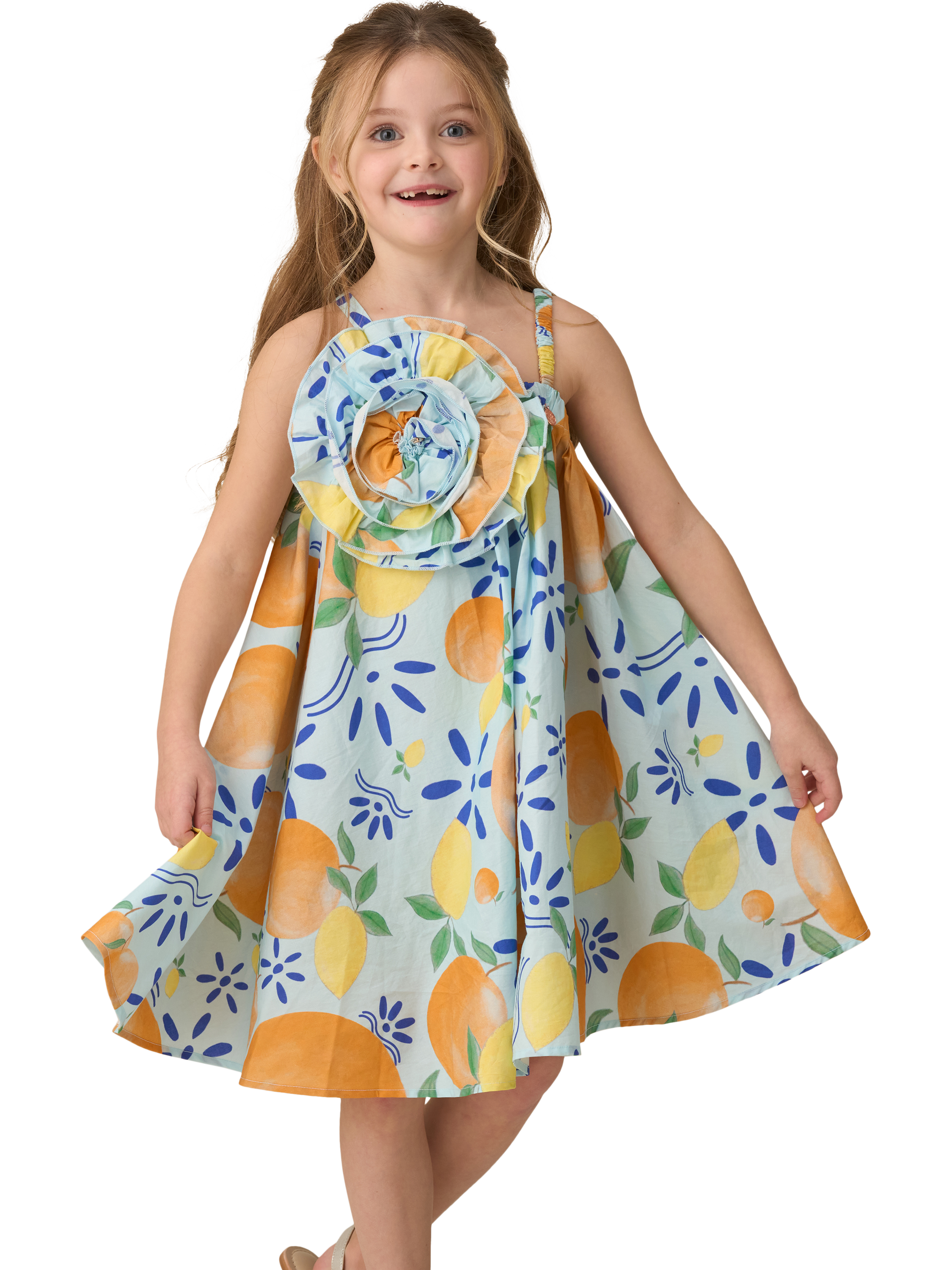Product image 2 of 7, which shows Angel & Rocket Kids' Carrie Swing Corsage Dress, Multi, 3 years