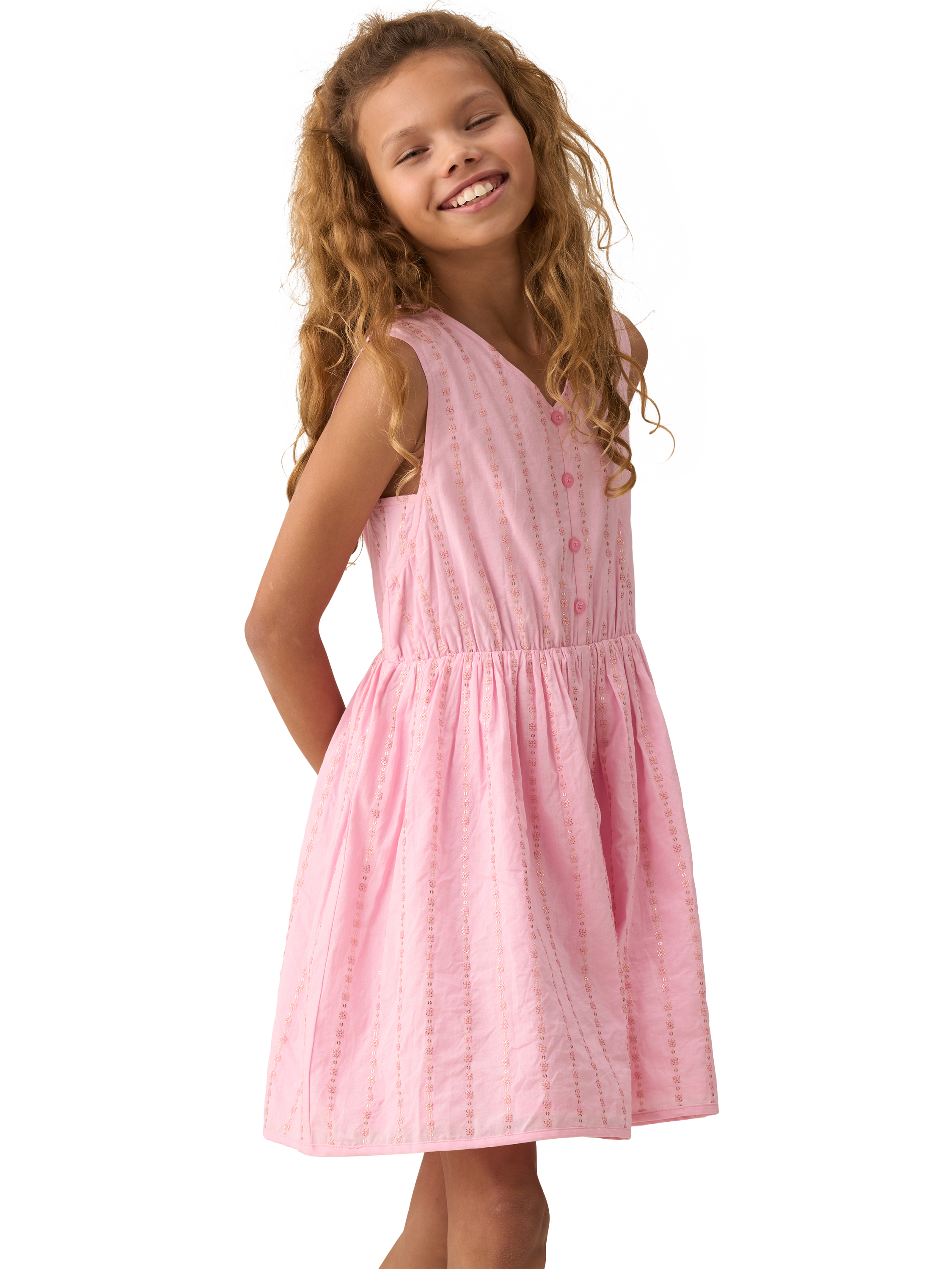 Product image 2 of 7, which shows Angel & Rocket Kids' Cotton Embroidered Playsuit, Pink, 3 years