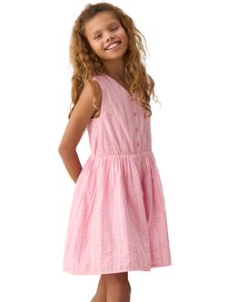 Angel & Rocket Kids' Cotton Embroidered Playsuit, Pink - view 2, Pink