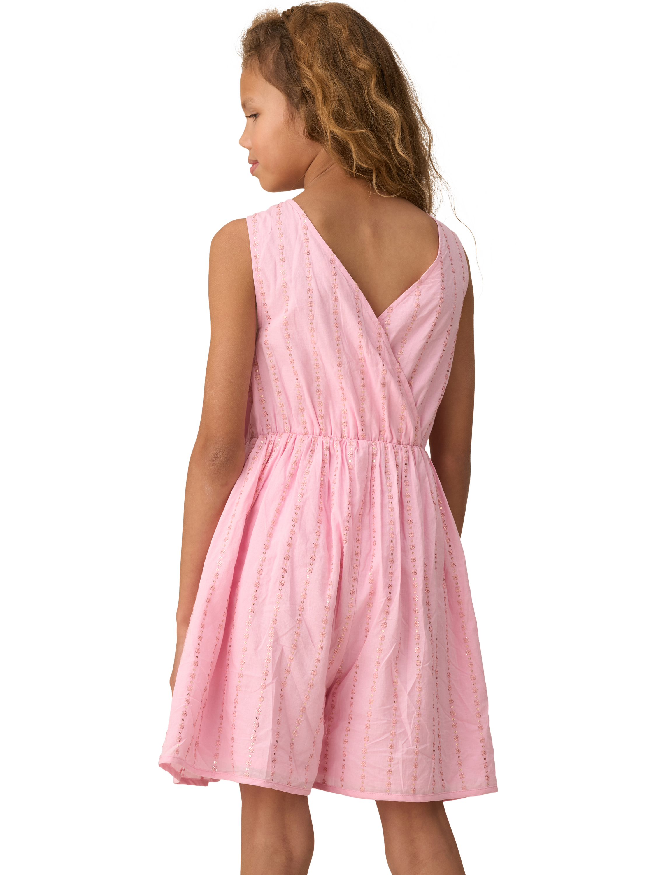 Product image 4 of 7, which shows Angel & Rocket Kids' Cotton Embroidered Playsuit, Pink, 3 years