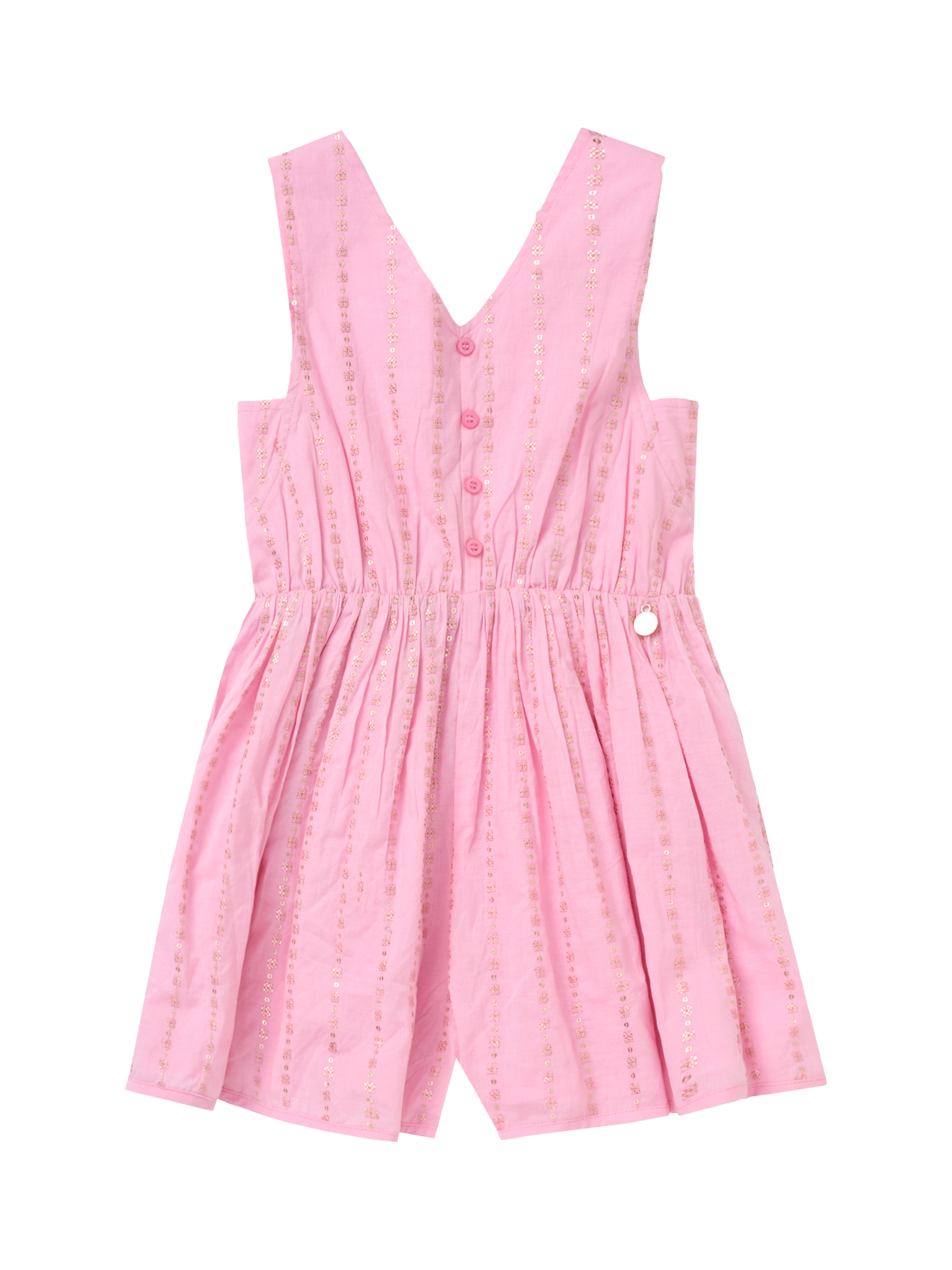 Product image 5 of 7, which shows Angel & Rocket Kids' Cotton Embroidered Playsuit, Pink, 3 years